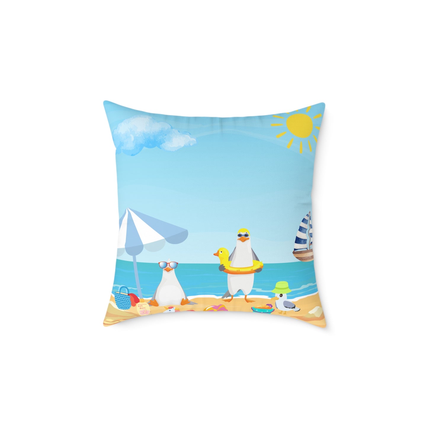 Beach Vibes Square Poly Canvas Pillow | Coastal Decor, Summer Home Accents, Nautical Gift, Fun Throw Pillow, Indoor/Outdoor Cushion