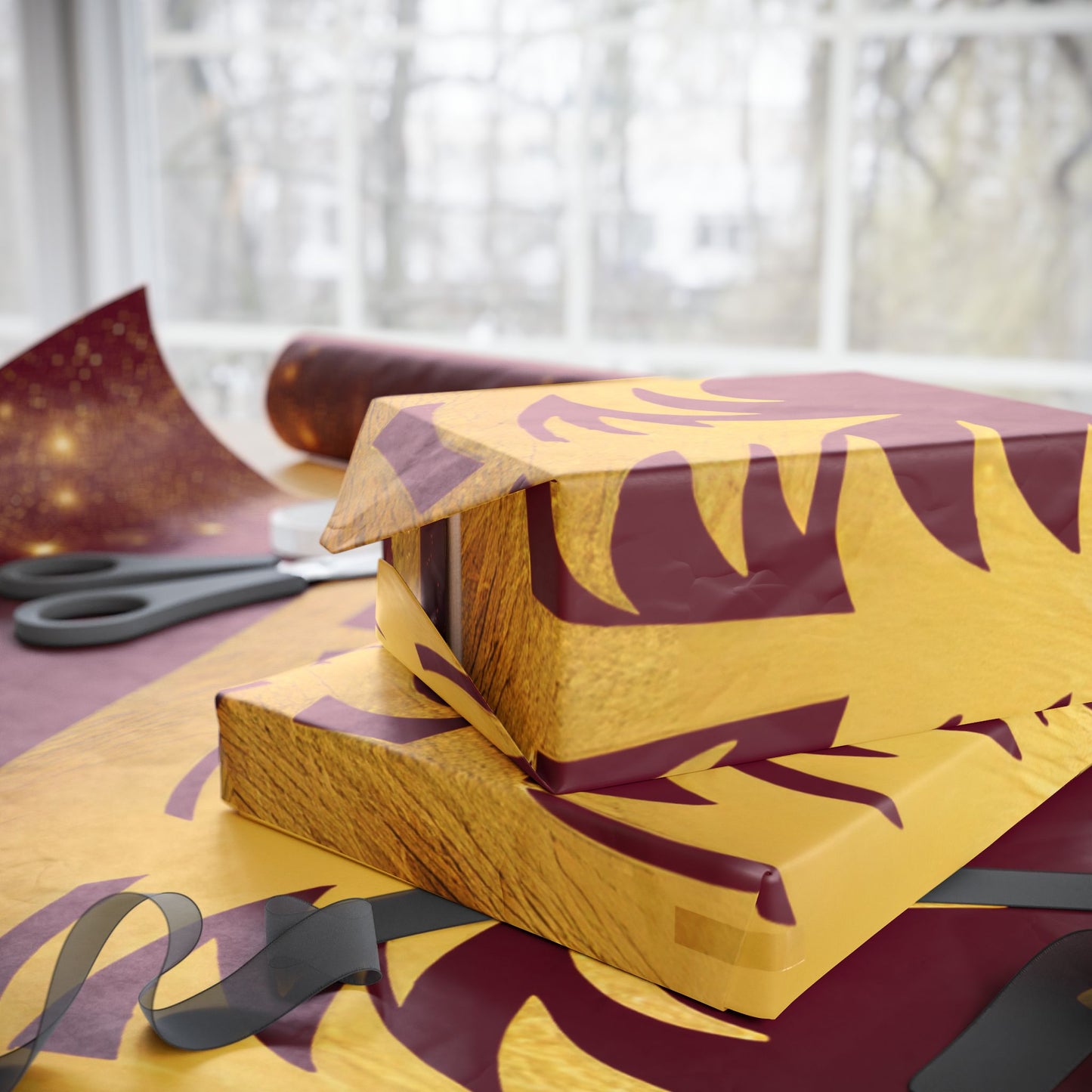 Golden Sparkle Christmas Wrapping Paper | Holiday Gift Wrap, Festive Wrap for Gifts, Seasonal Decoration, Birthday, New Year