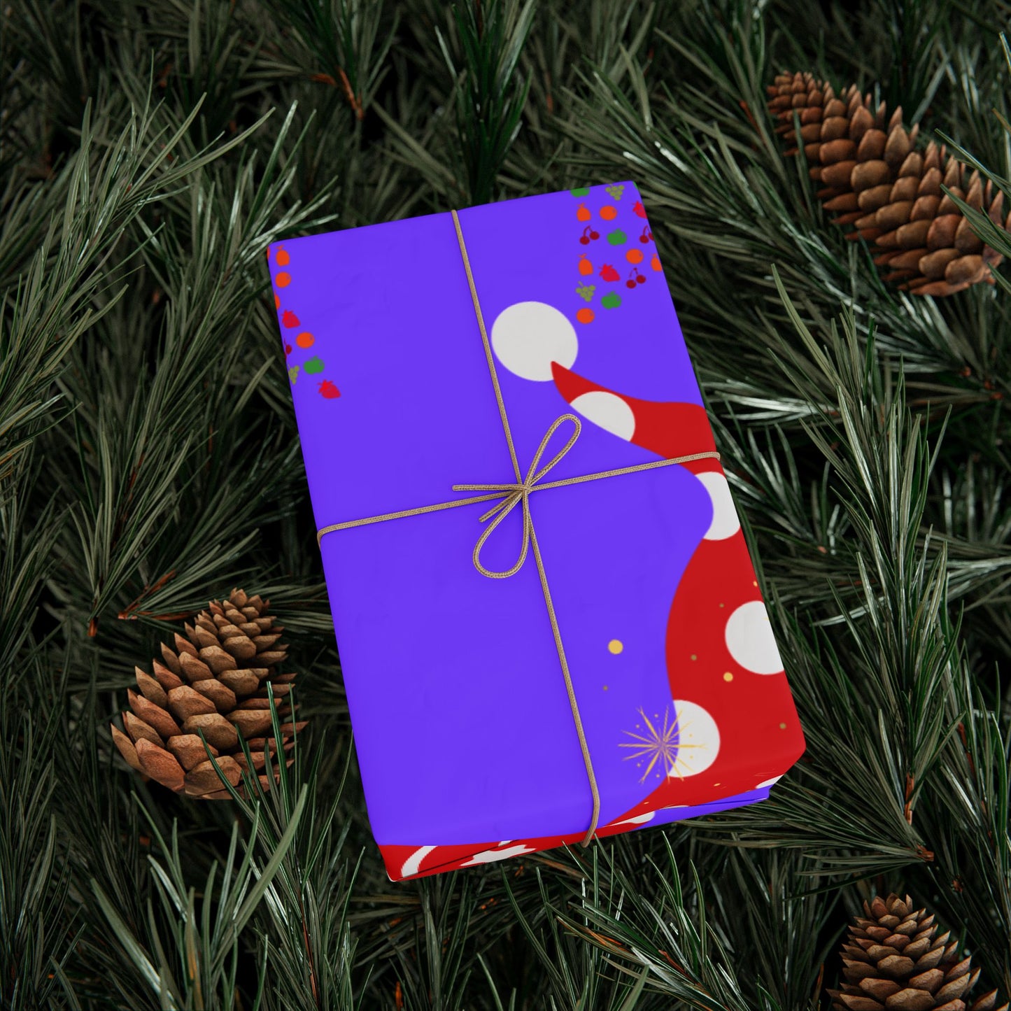 Festive Wrapping Paper with Gnomes & Stars, Holiday Gift Wrap, Christmas, Birthdays, DIY Crafts, Party Supplies, Ho Ho Ho Design