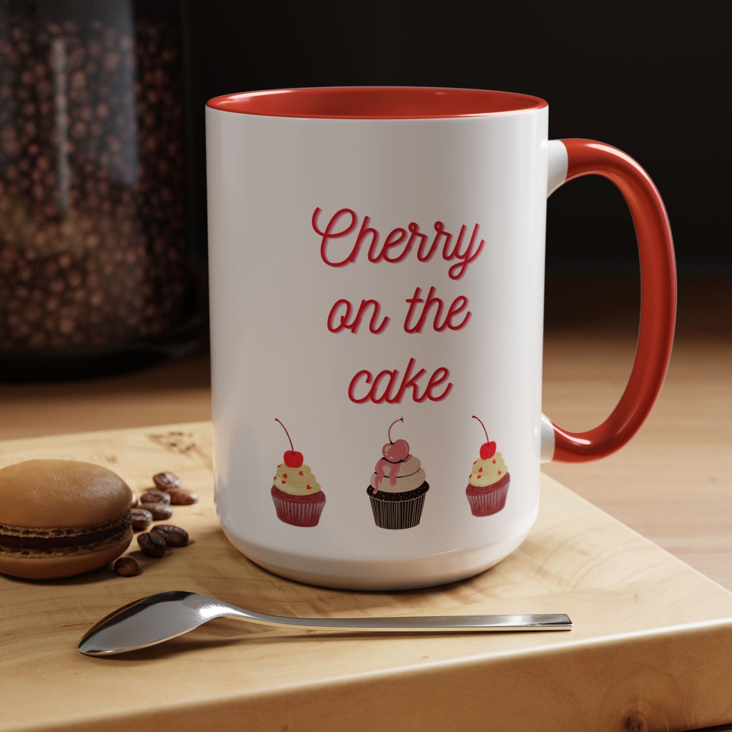 Cute Cupcake Themed Coffee Mug, Sweet Gift for Birthdays, Party Favor, Baking Lover, Kitchen Decor, Cherry on the Cake