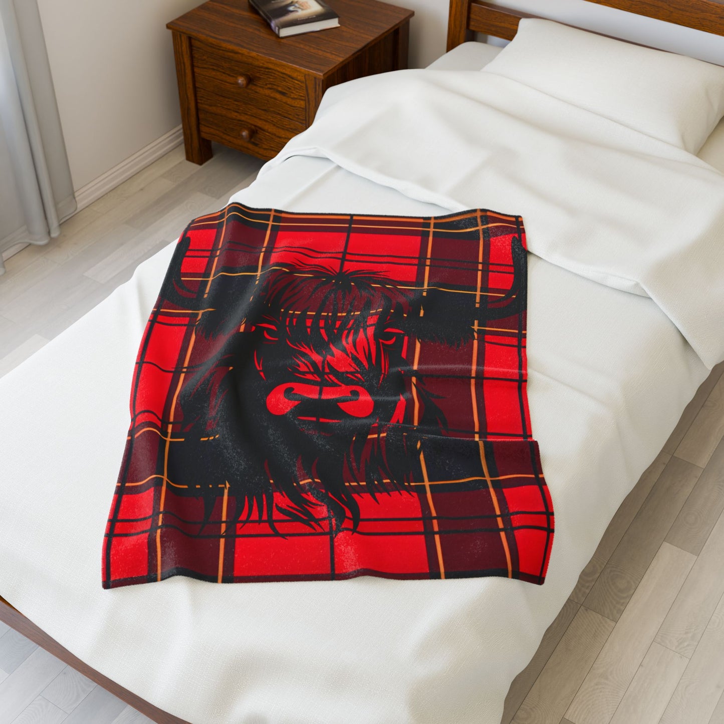 Cozy Highland Cow Blanket, Snuggle Throw for Home Decor, Perfect Gift for Animal Lovers, Winter Warmth, Plaid Style