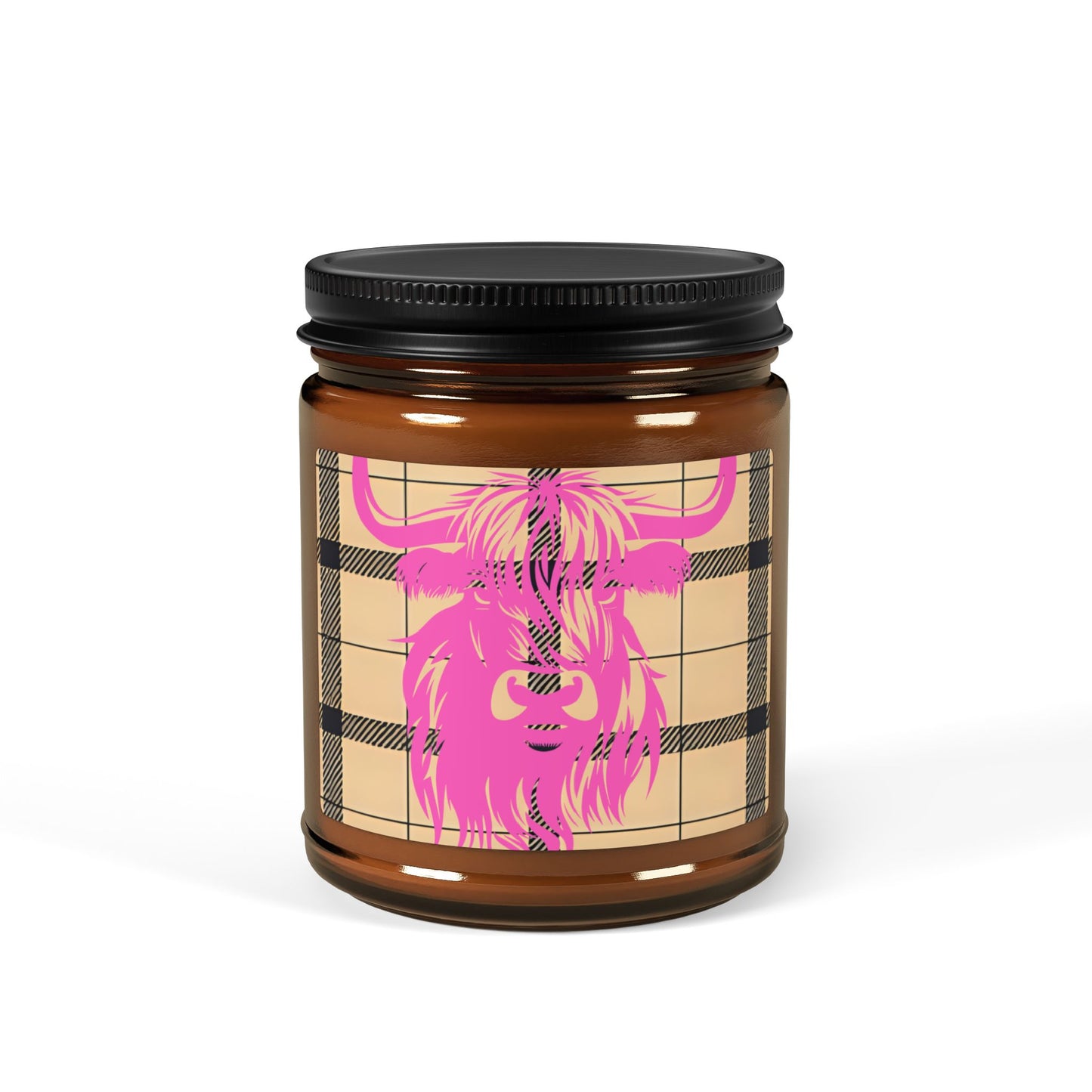 Pink Highland Cow Scented Soy Candle | Cozy Home Decor | Gift for Him/Her | Relaxation, Self-Care, Birthday, Holiday