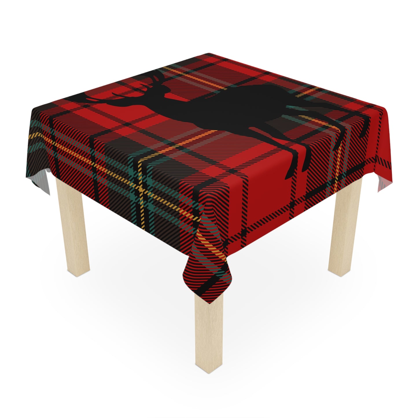 Plaid Deer Tablecloth for Festive Gatherings