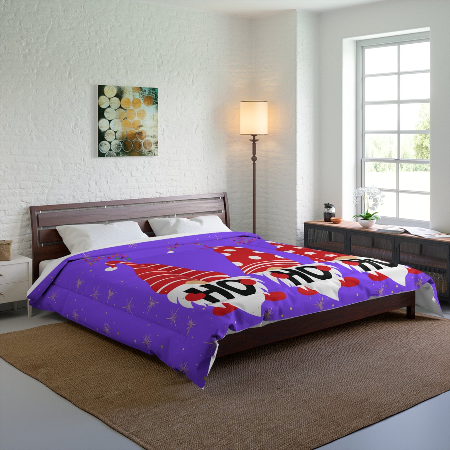 Playful Gnome Comforter - Cozy Holiday Bedding, Unique Christmas Decor, Festive Bedroom Accessory, Cute Gift Idea, Seasonal Home Textile