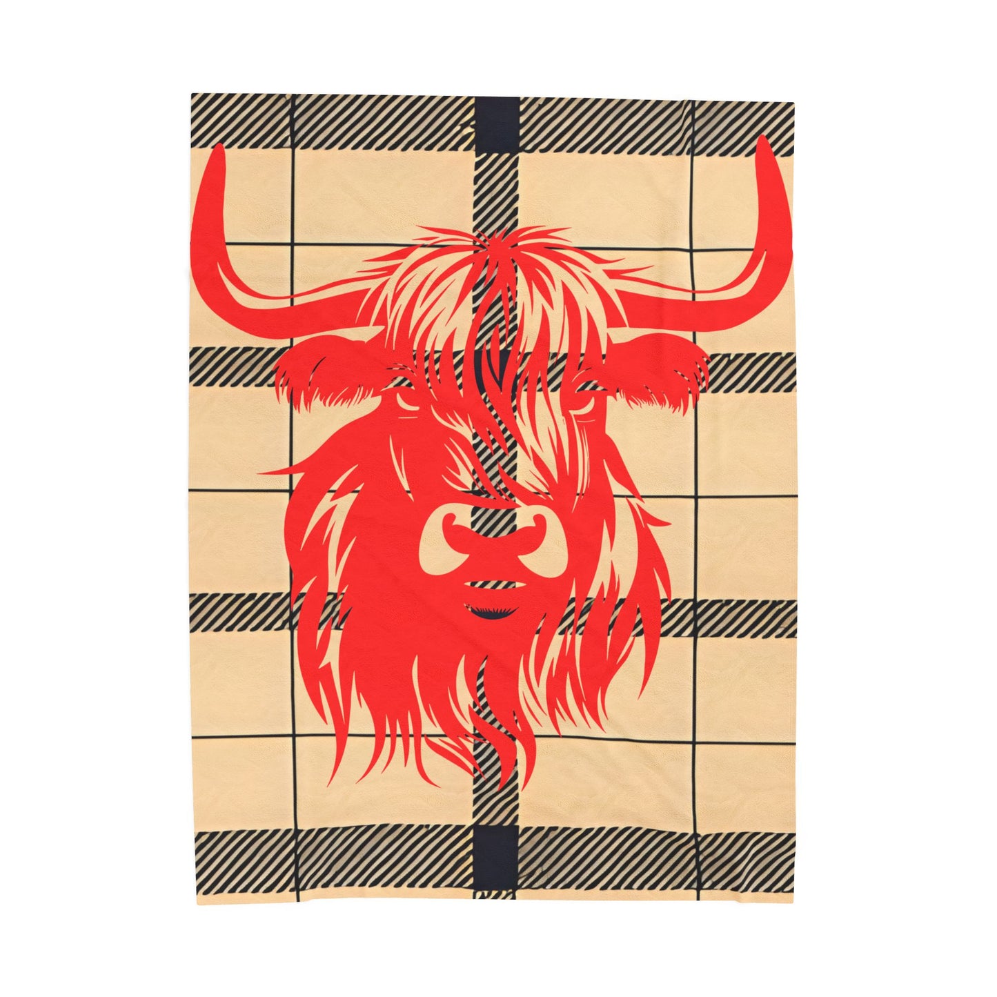 Bold Highland Cow Velveteen Plush Blanket, Cozy Home Decor, Gift for Animal Lovers, Perfect for Relaxation, Camping, Winter Nights