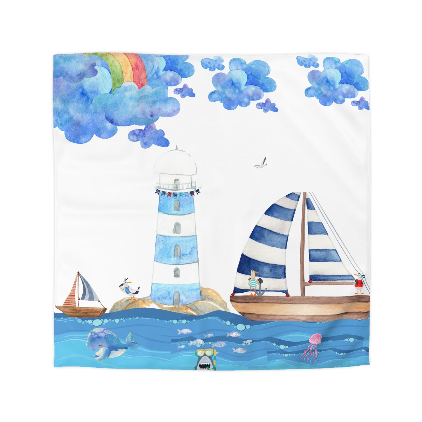 Coastal Escape Microfiber Duvet Cover, Nautical Bedding, Ocean-Themed Decor, Beach House Essentials, Kids Room Makeover