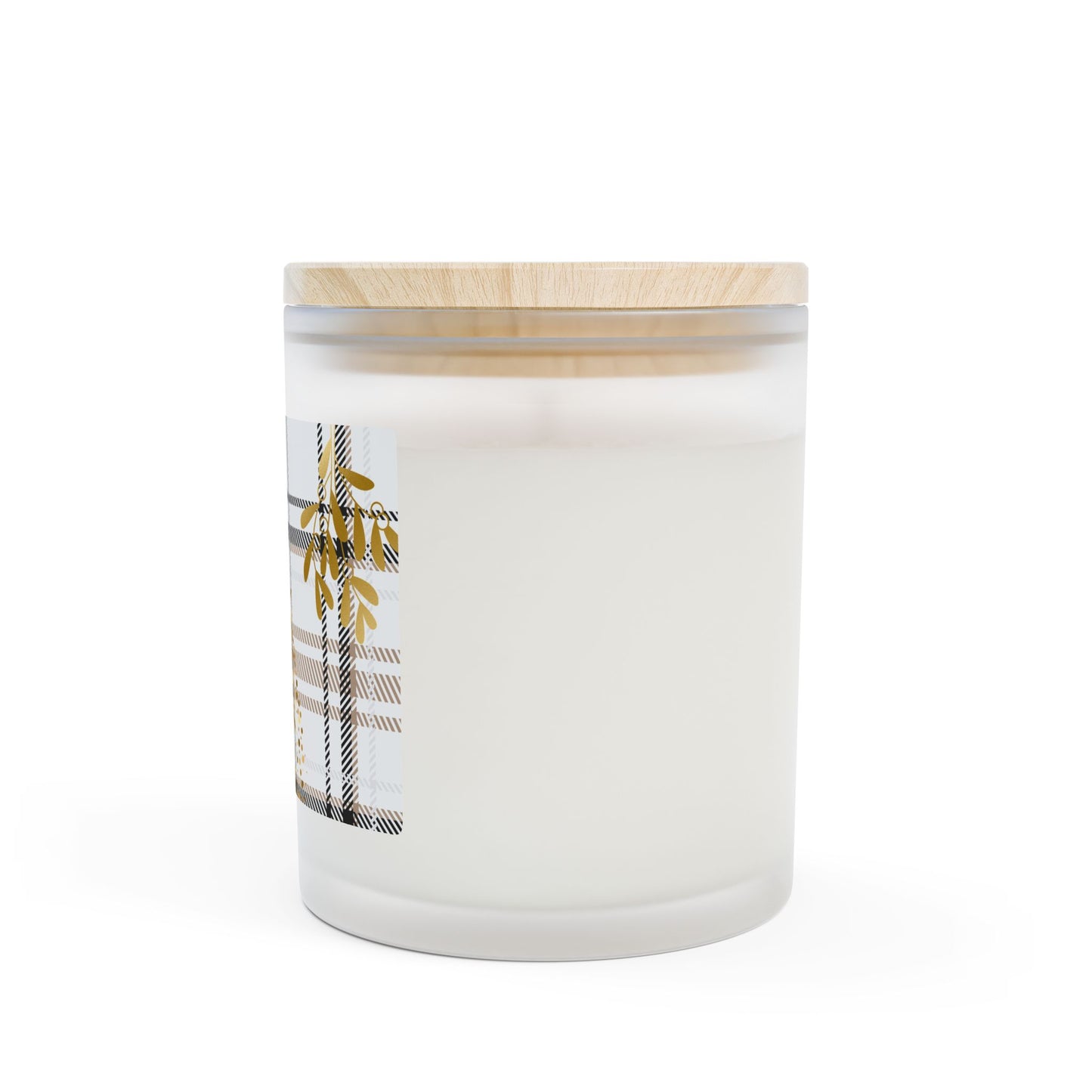 Plaid Gold Tree Frosted Glass Candle — 11oz Holiday Scented Candle