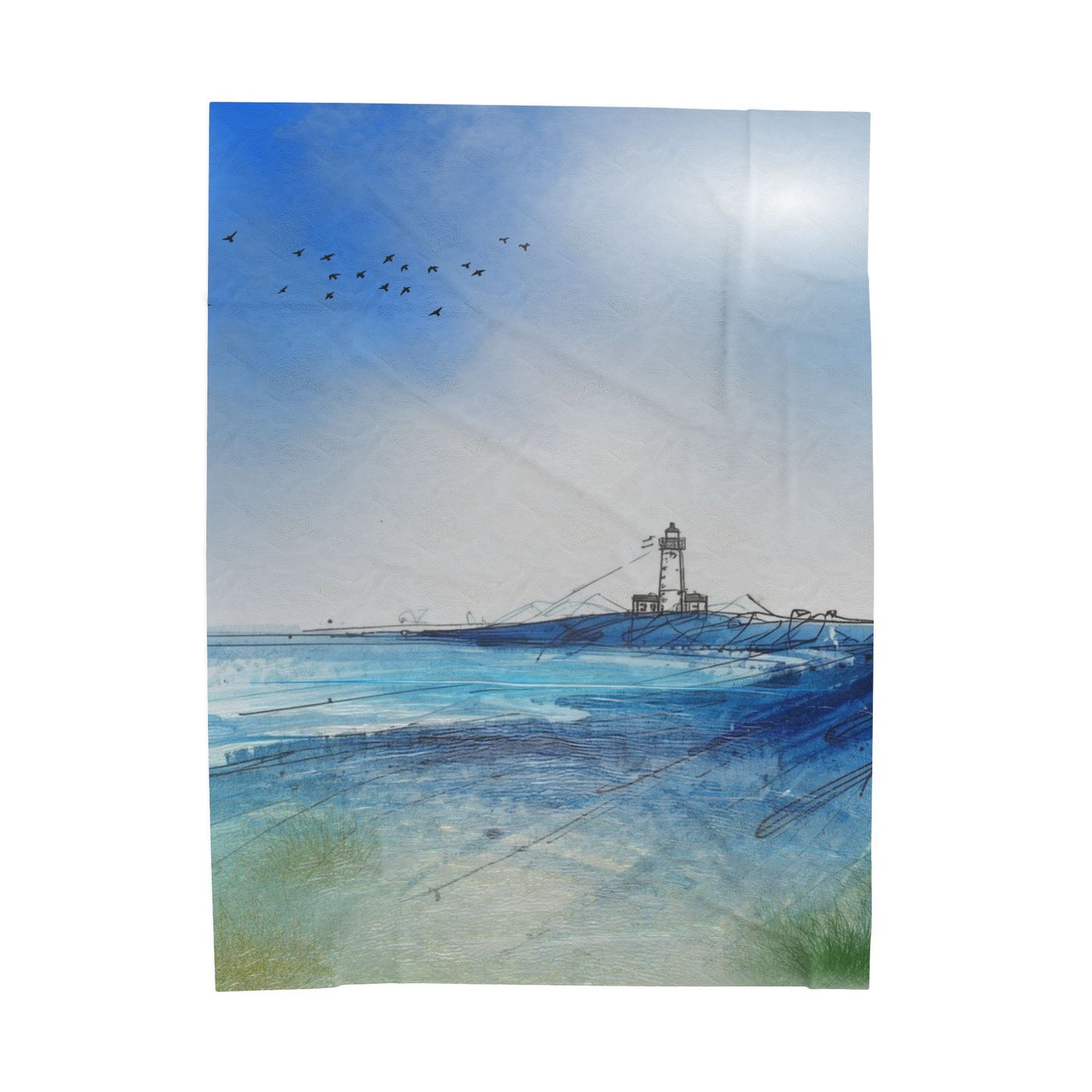 Cozy Ocean-Inspired Velveteen Plush Blanket | Soft Throw for Beach Lovers, Home Decor, Gift, Relaxation, Coastal Vibe