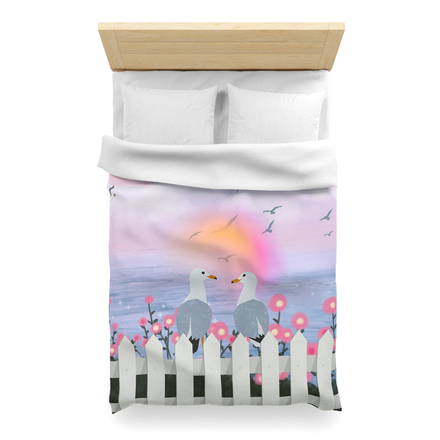 Romantic Coastal Microfiber Duvet Cover, Beach Decor, Bedroom Makeover, Home Textile, Gift for Her, Ocean Vibes