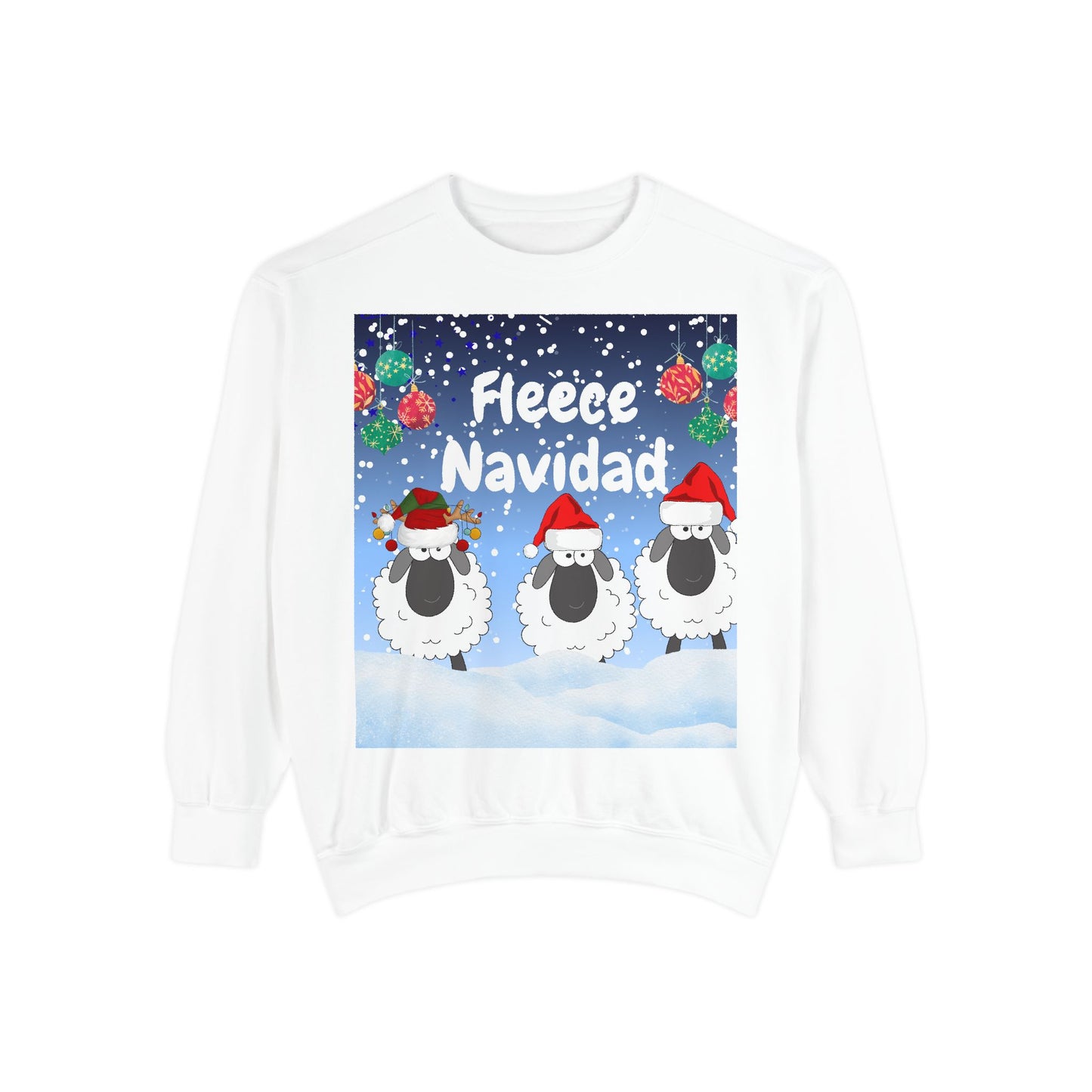 Fleece Navidad Sweatshirt - Unisex Christmas Gift with Playful Sheep Design