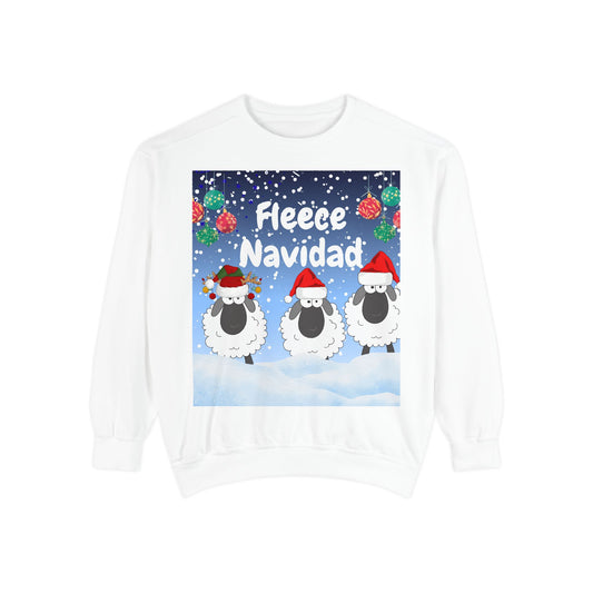 Fleece Navidad Sweatshirt - Unisex Christmas Gift with Playful Sheep Design