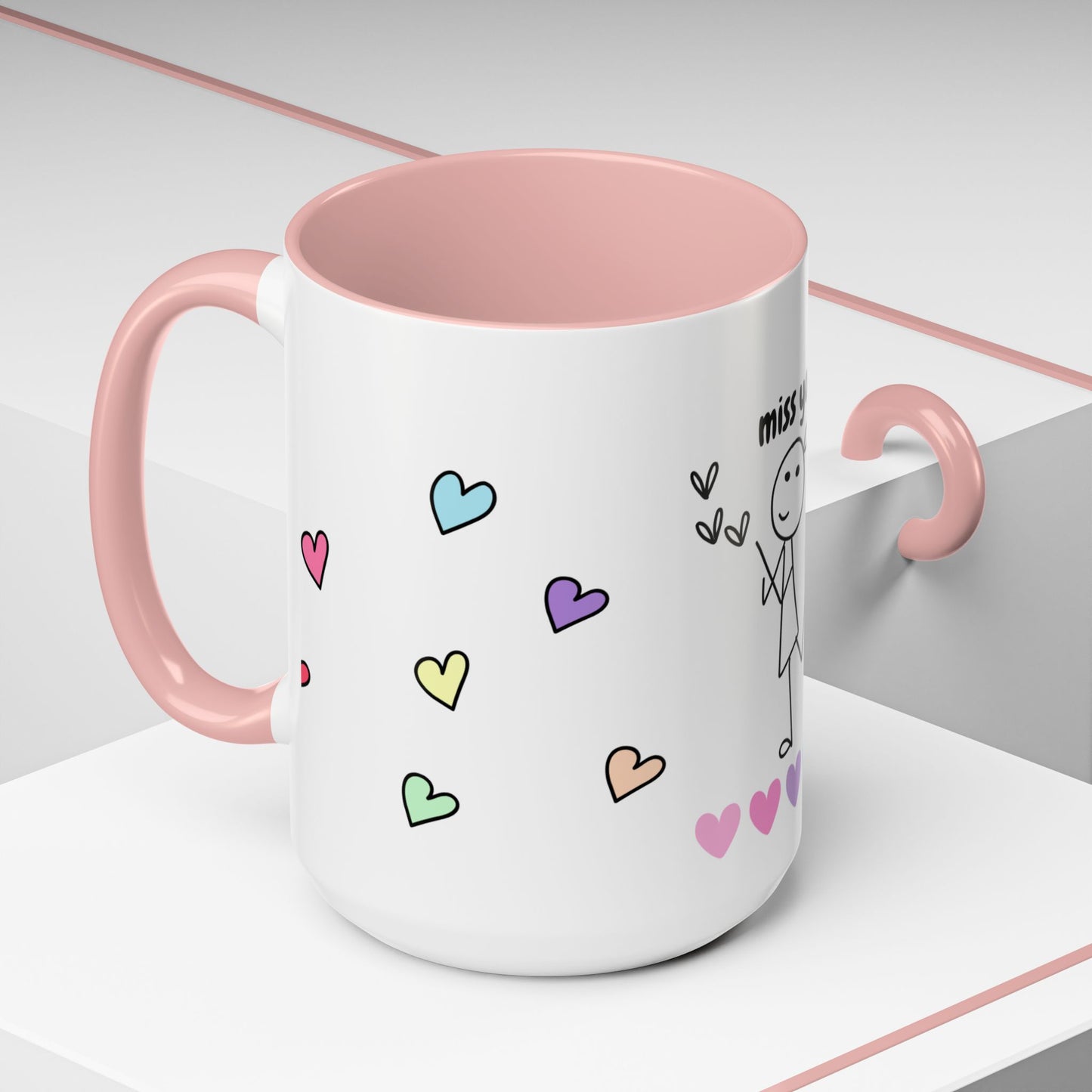 Miss You Accent Coffee Mug - Heartwarming Gift for Friends, Loved Ones, Birthdays, Valentine's Day, Coffee Lovers