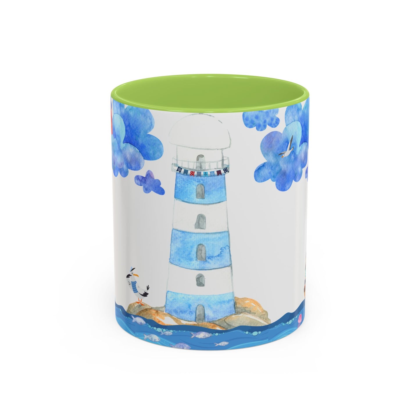 Coastal Lighthouse Coffee Mug, Nautical Drinkware, Beach Themed, Ocean Lover Gift, Relaxing Home Decor