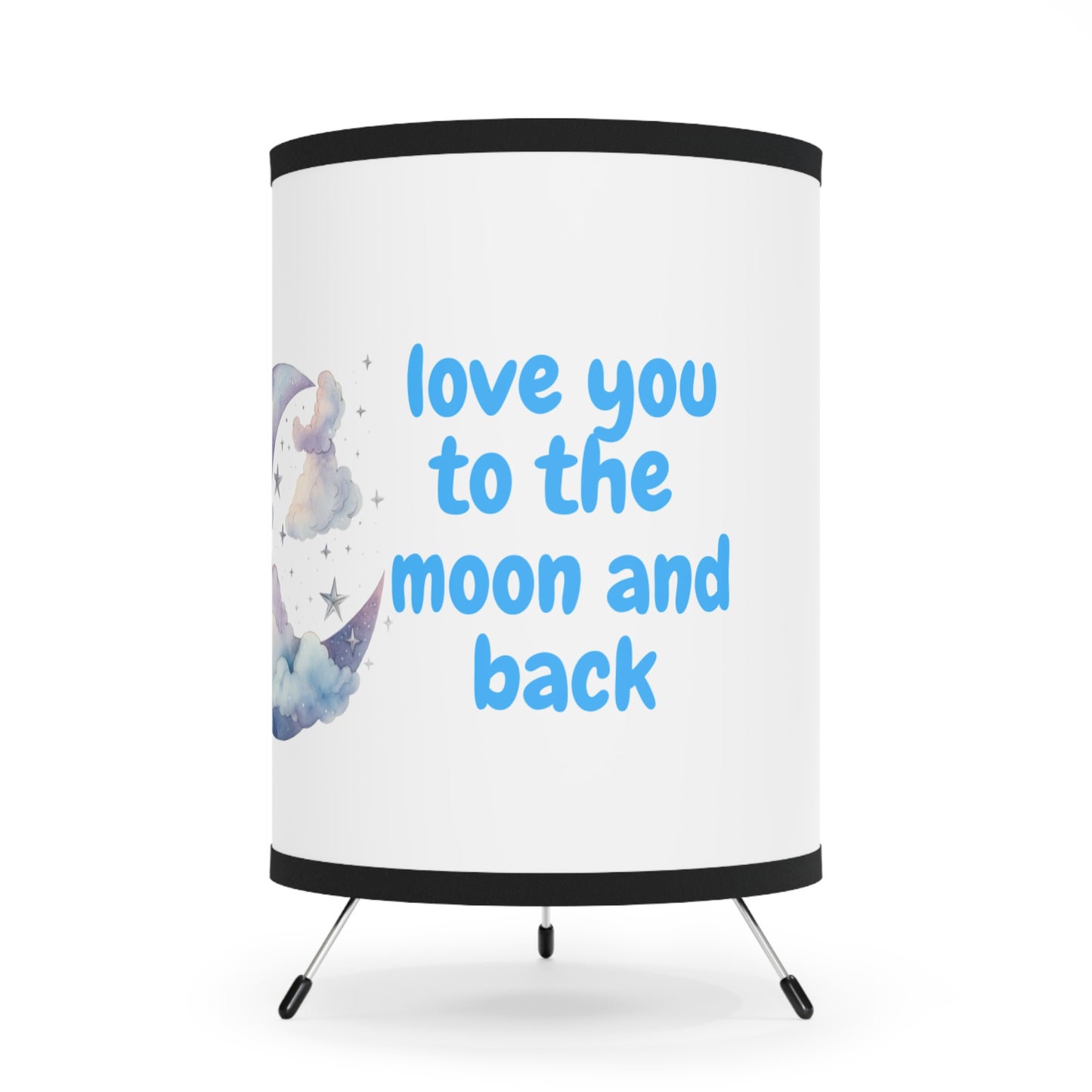 Tripod Lamp with Love You to the Moon and Back Shade, Night Decor, Moonlight Lamp, Bedroom Lighting, Gift for Her, Home Accents
