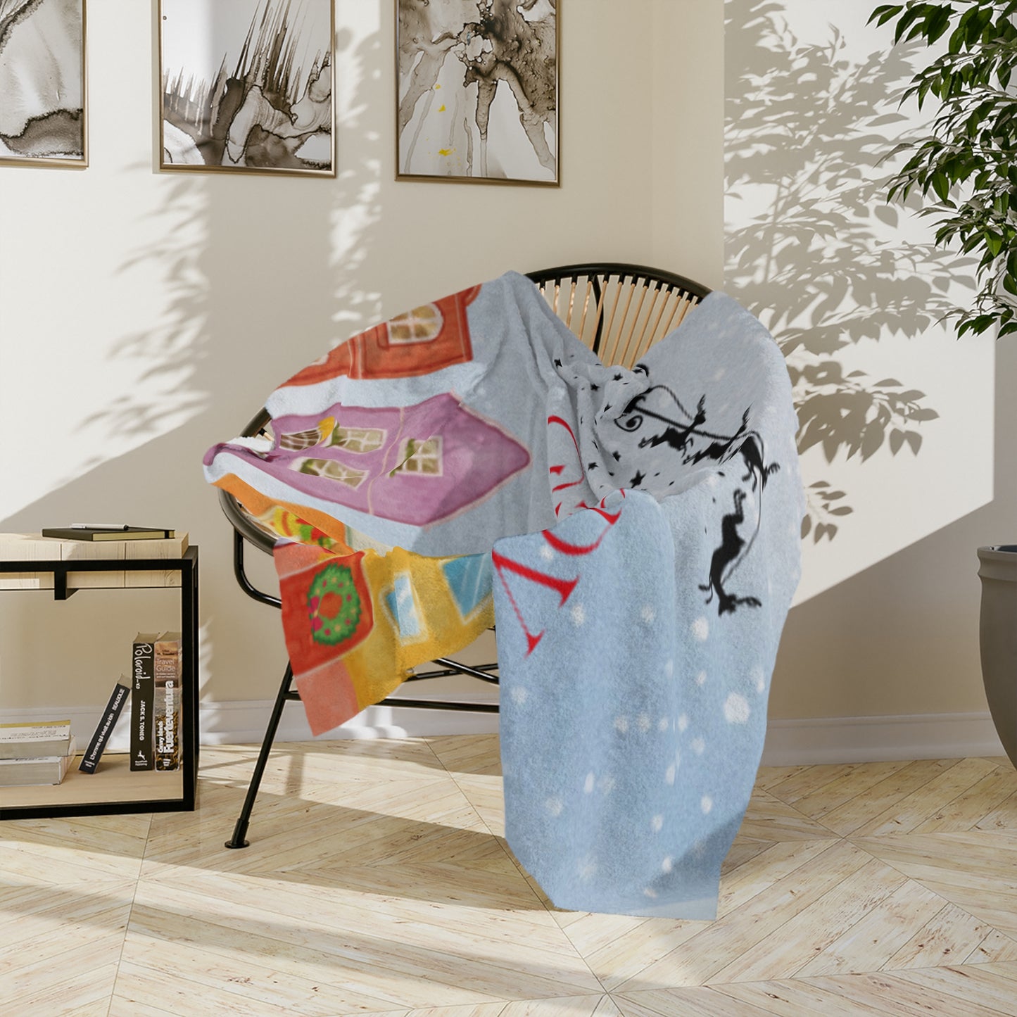 Christmas Velveteen Microfiber Blanket, Cozy Holiday Decor, Snowy Scene Throw, Gift for Her, Winter Warmth, Festive Home Accessory