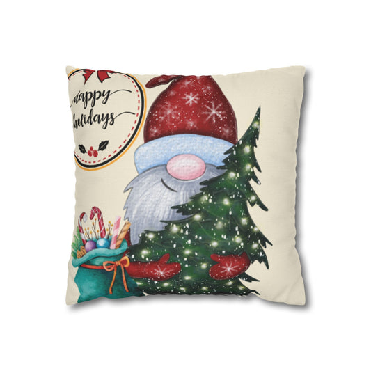 Christmas Gnome Pillowcase, Cozy Holiday Decor, Square Cushion Cover, Home Accent, Festive Gift, Seasonal Decoration