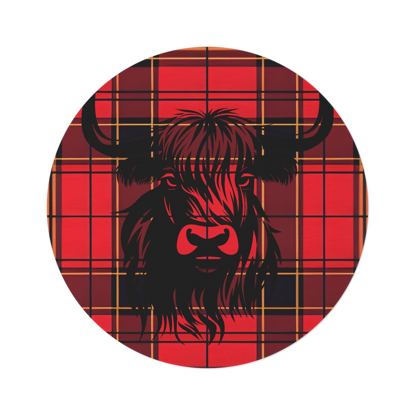 Cozy Highland Cow Round Rug, Farmhouse Decor, Living Room Accent, Christmas Gifts, Home Office Flooring, Rustic Touch