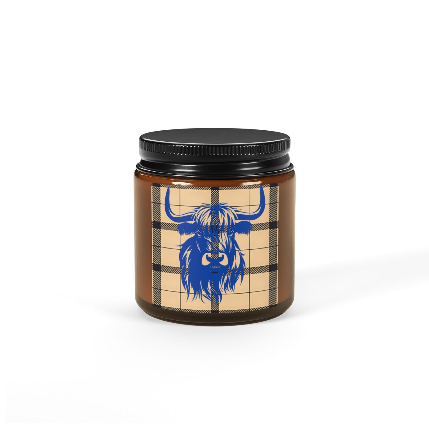 Rustic Highland Cow Candle, Cozy Home Decor, Gift for Him or Her, Scented Soy Wax Jar, Farmhouse Aesthetic, Amber Jar Candle