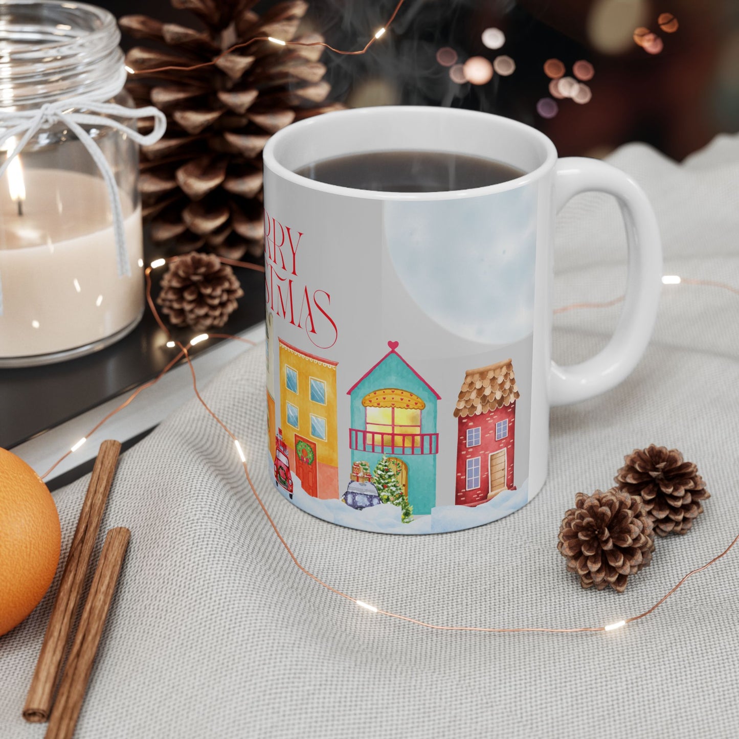 Christmas Ceramic Mug, Festive Holiday Drinkware, Merry Christmas Gift, Winter Décor, Cheerful Coffee Cup