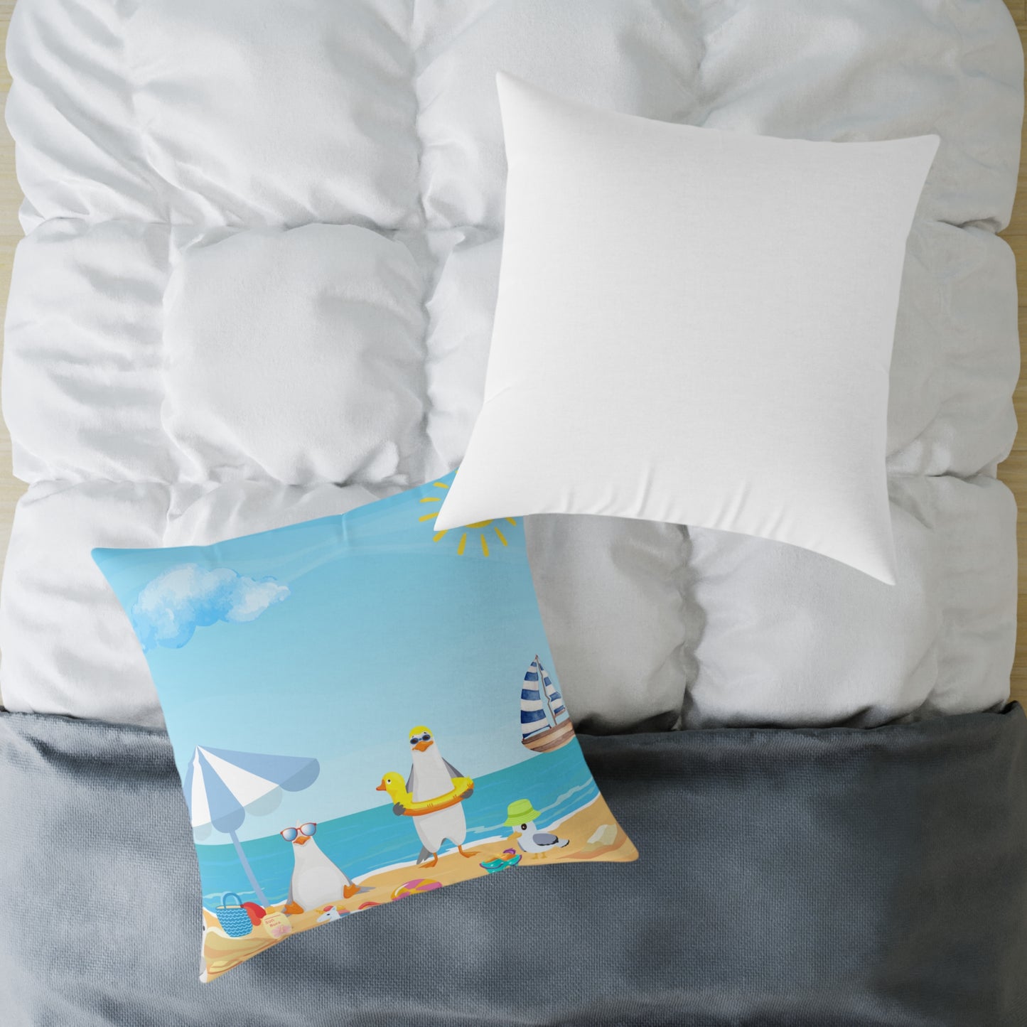 Beach Vibes Square Poly Canvas Pillow | Coastal Decor, Summer Home Accents, Nautical Gift, Fun Throw Pillow, Indoor/Outdoor Cushion