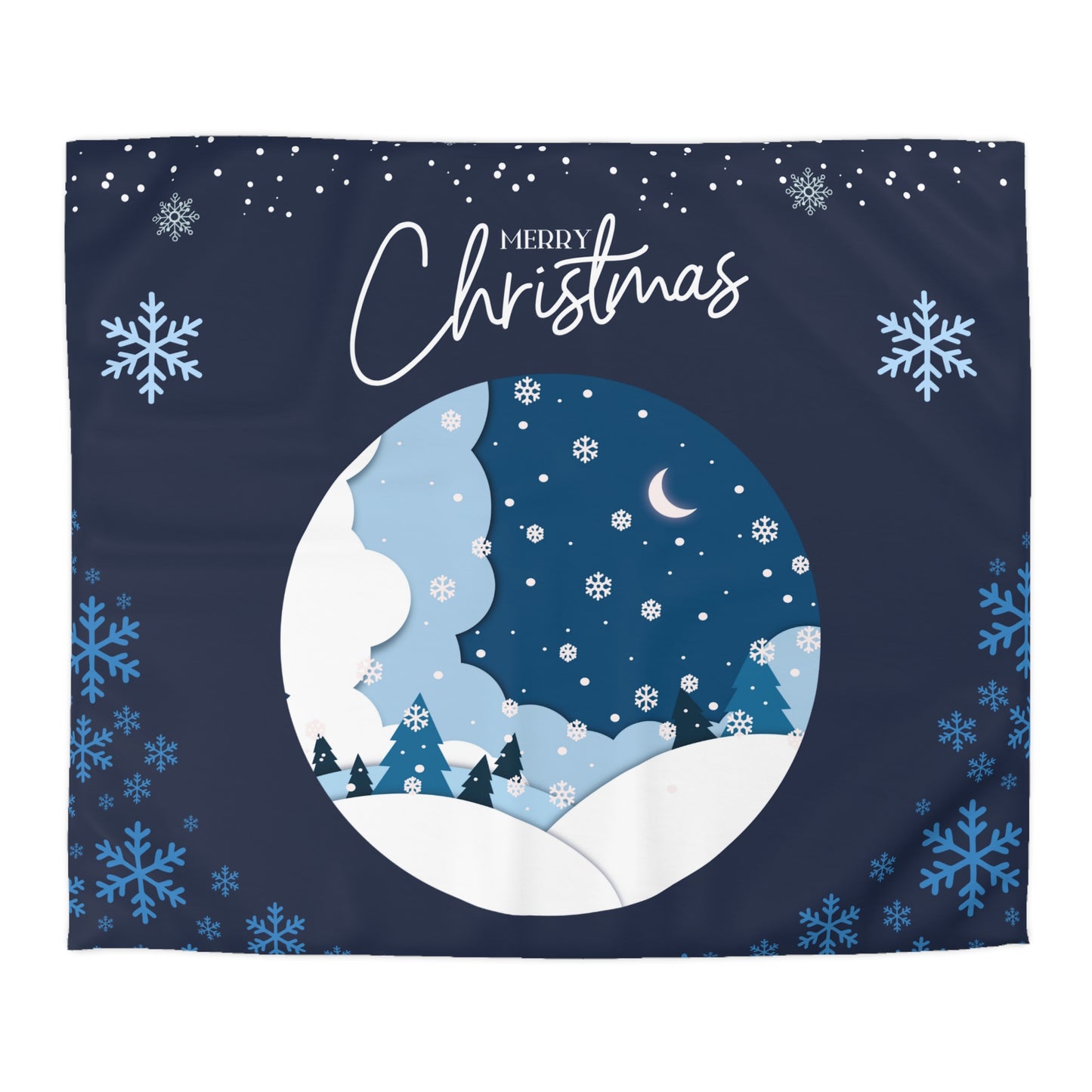 Christmas Winter Wonderland Duvet Cover | Cozy Bedding for Holiday Decor, Seasonal Home Accent, Snowflake Pattern