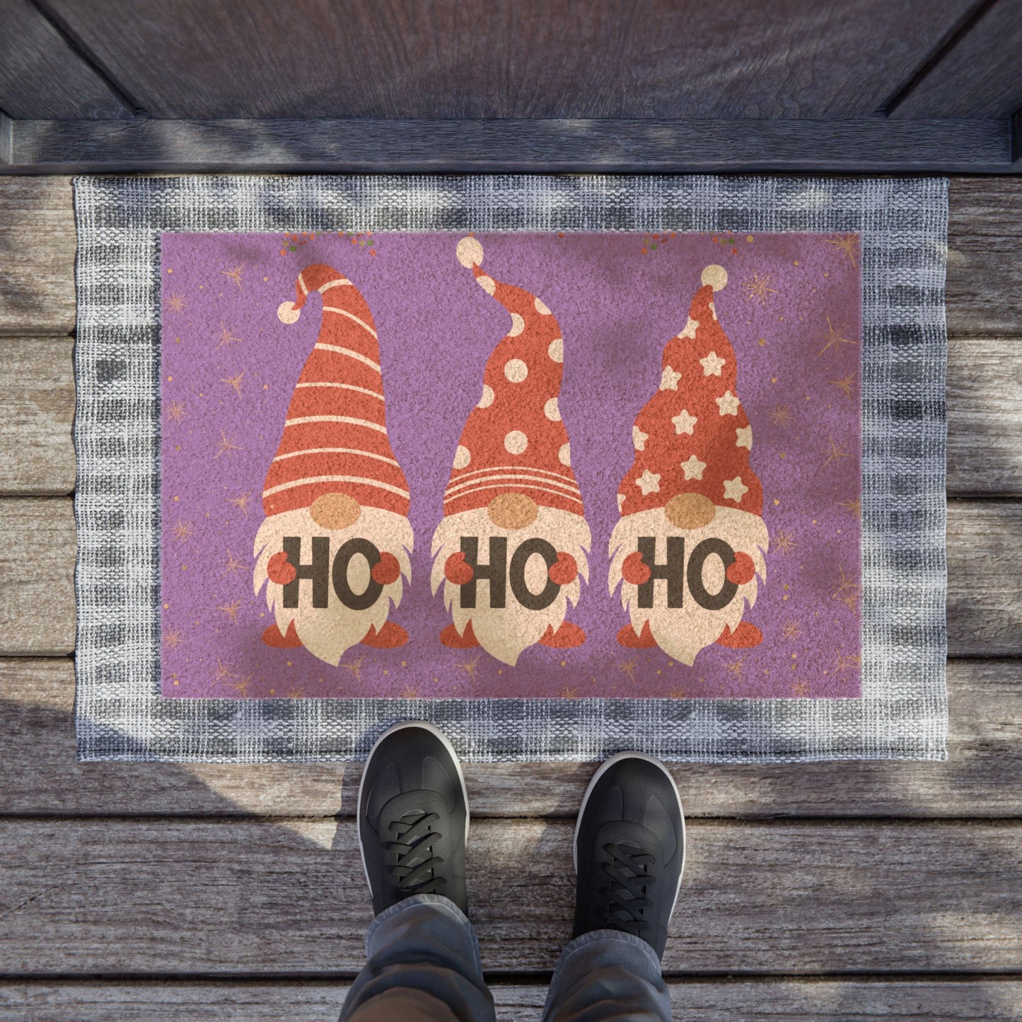 Festive Gnome Doormat | Holiday Entrance Rug, Christmas Door Mat, Seasonal Home Decor, Cute Welcome Mat, Ho Ho Ho Decor