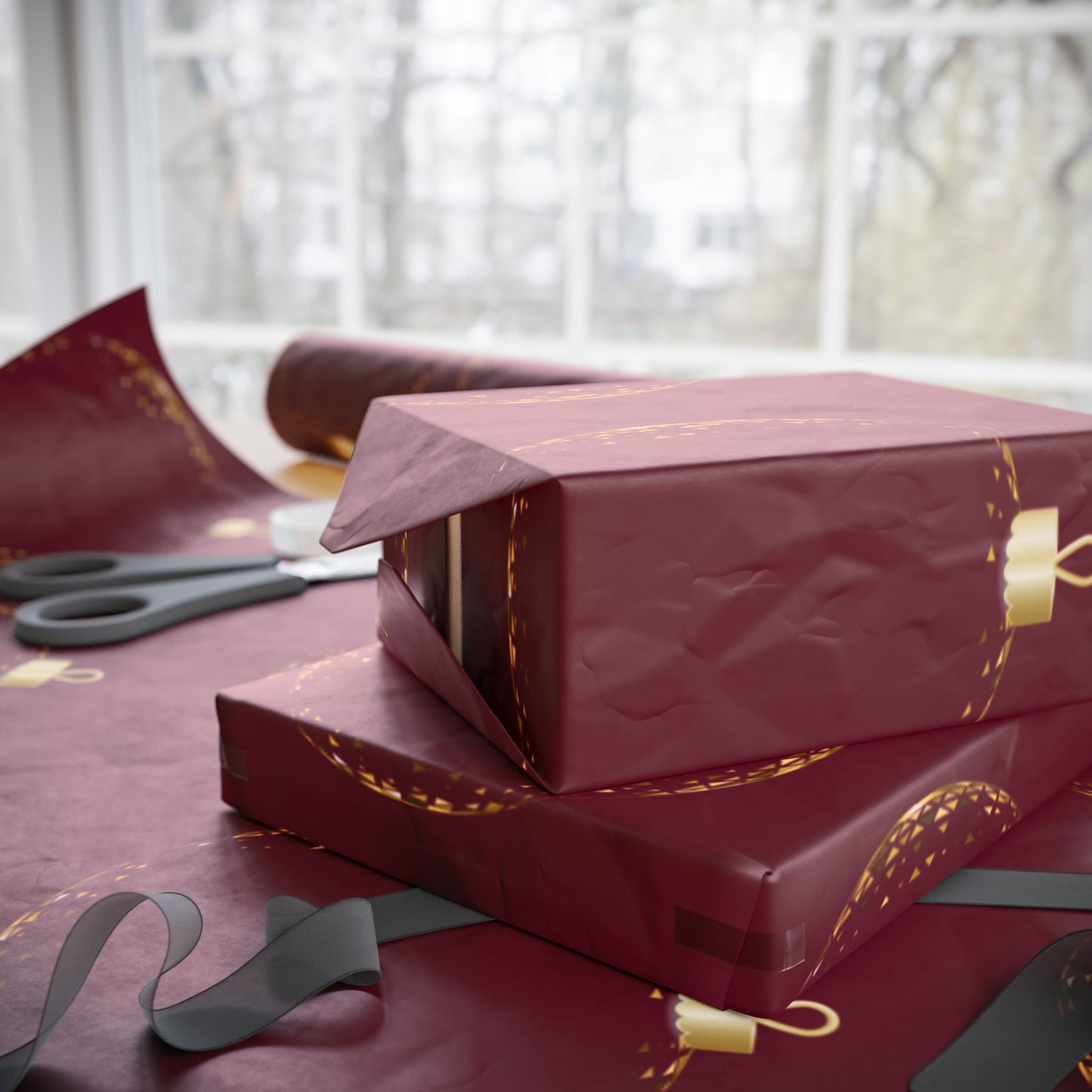 Elegant Holiday Wrapping Paper, Festive Gift Wrap, Christmas Paper, Ornament Design, Eco-Friendly Gift Wrap