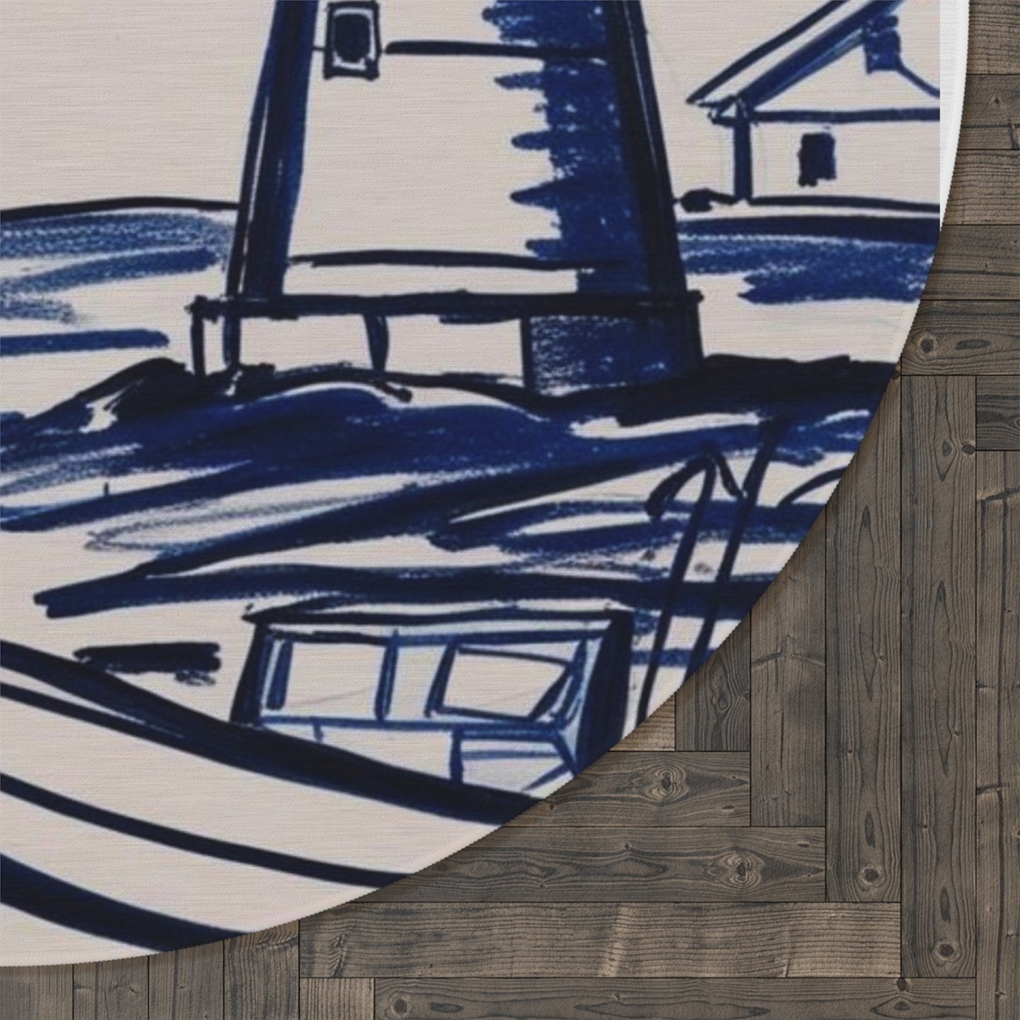 Coastal Lighthouse Round Rug - Nautical Home Décor, Beach House Mat, Living Room Accent, Coastal Themed Gift, Ocean Lover Decor