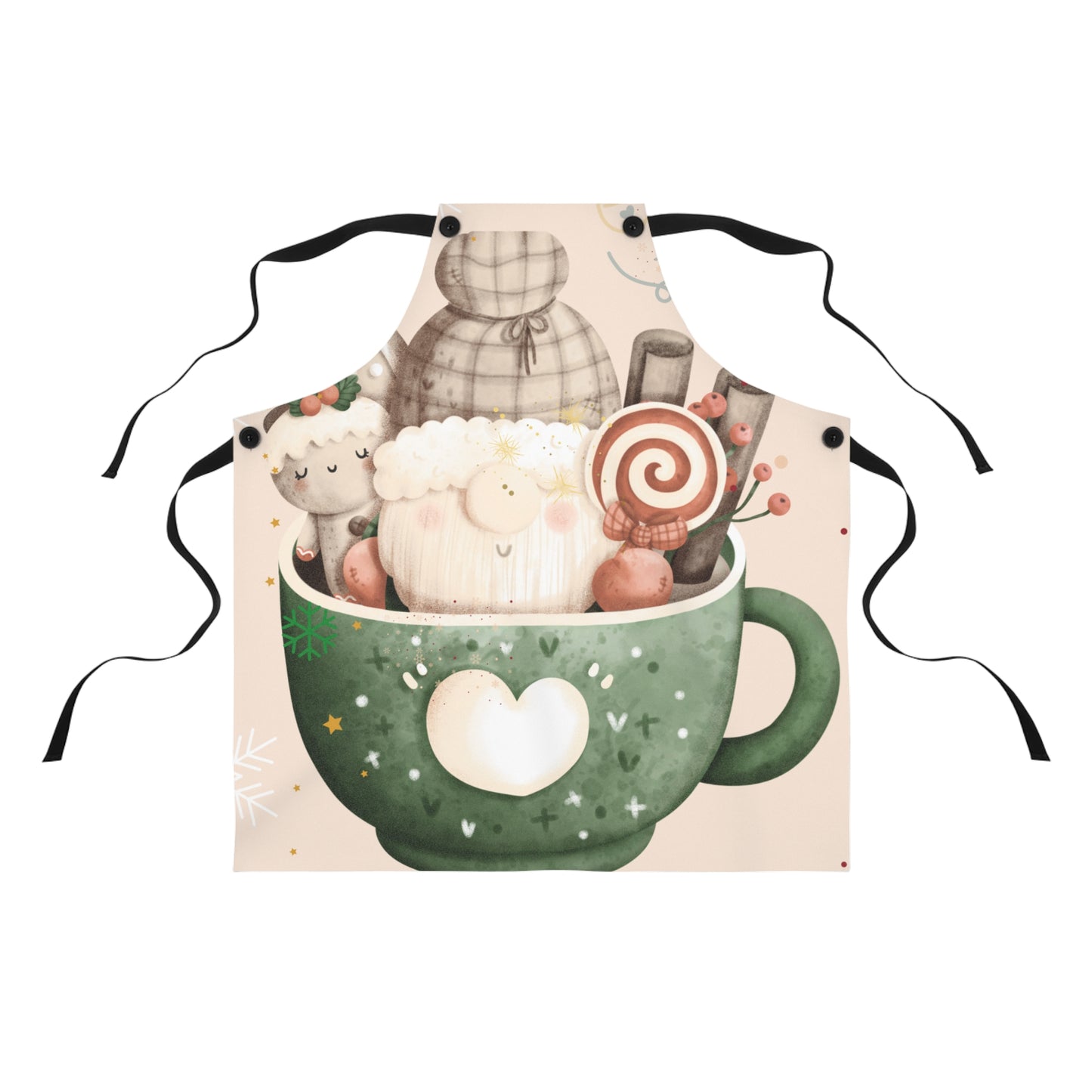 Cute Coffee-Themed Apron, Kawaii Kitchen Apron for Baking, Hostess Gift, Tea Lovers Gift, Fun Cooking Apron