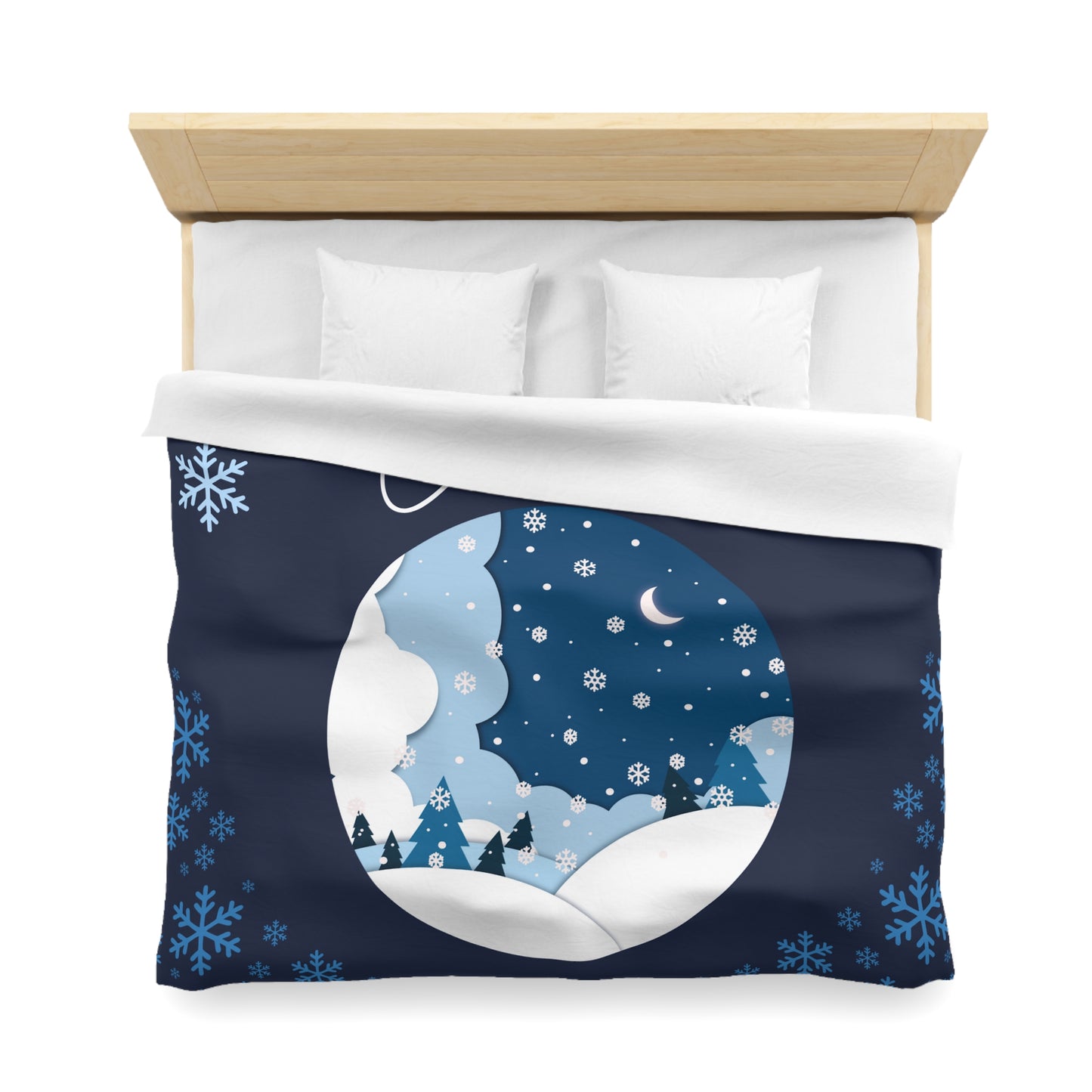 Christmas Winter Wonderland Duvet Cover | Cozy Bedding for Holiday Decor, Seasonal Home Accent, Snowflake Pattern