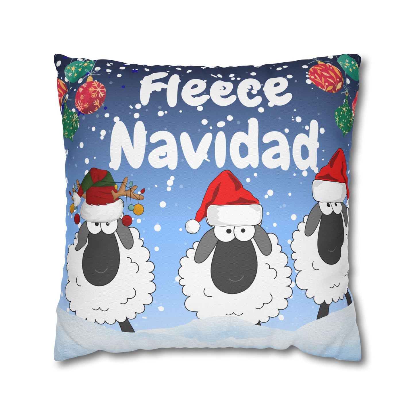 Christmas Sheep Pillowcase, Fleece Navidad Decor, Holiday Home Accents, Cozy Cotton Cushion Cover, Winter Gift Idea, Seasonal Home Decor