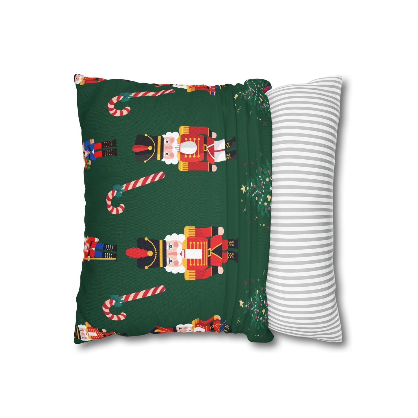 Nutcracker Christmas Pillowcase — Festive Green Holiday Throw Pillow Cover