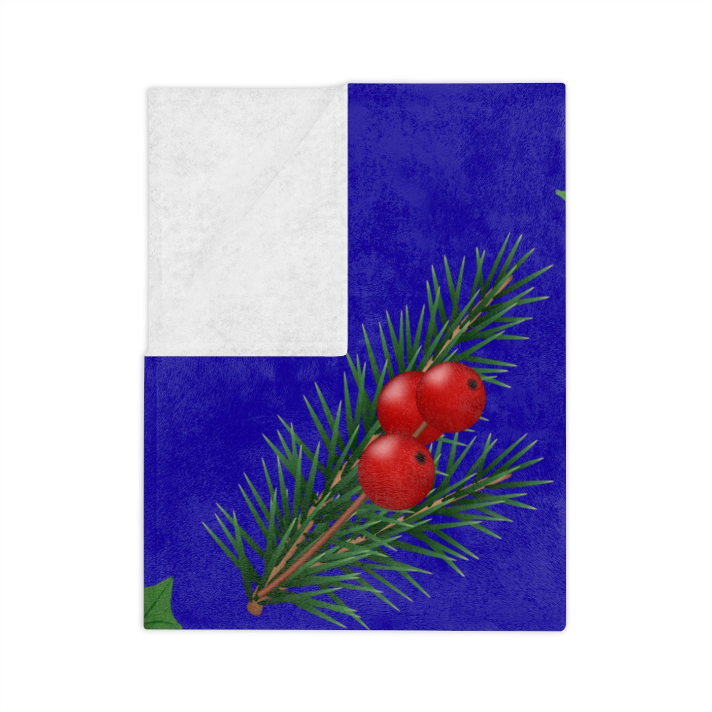 Holiday Holly & Pine Velvet Microfiber Blanket — Festive Christmas Throw