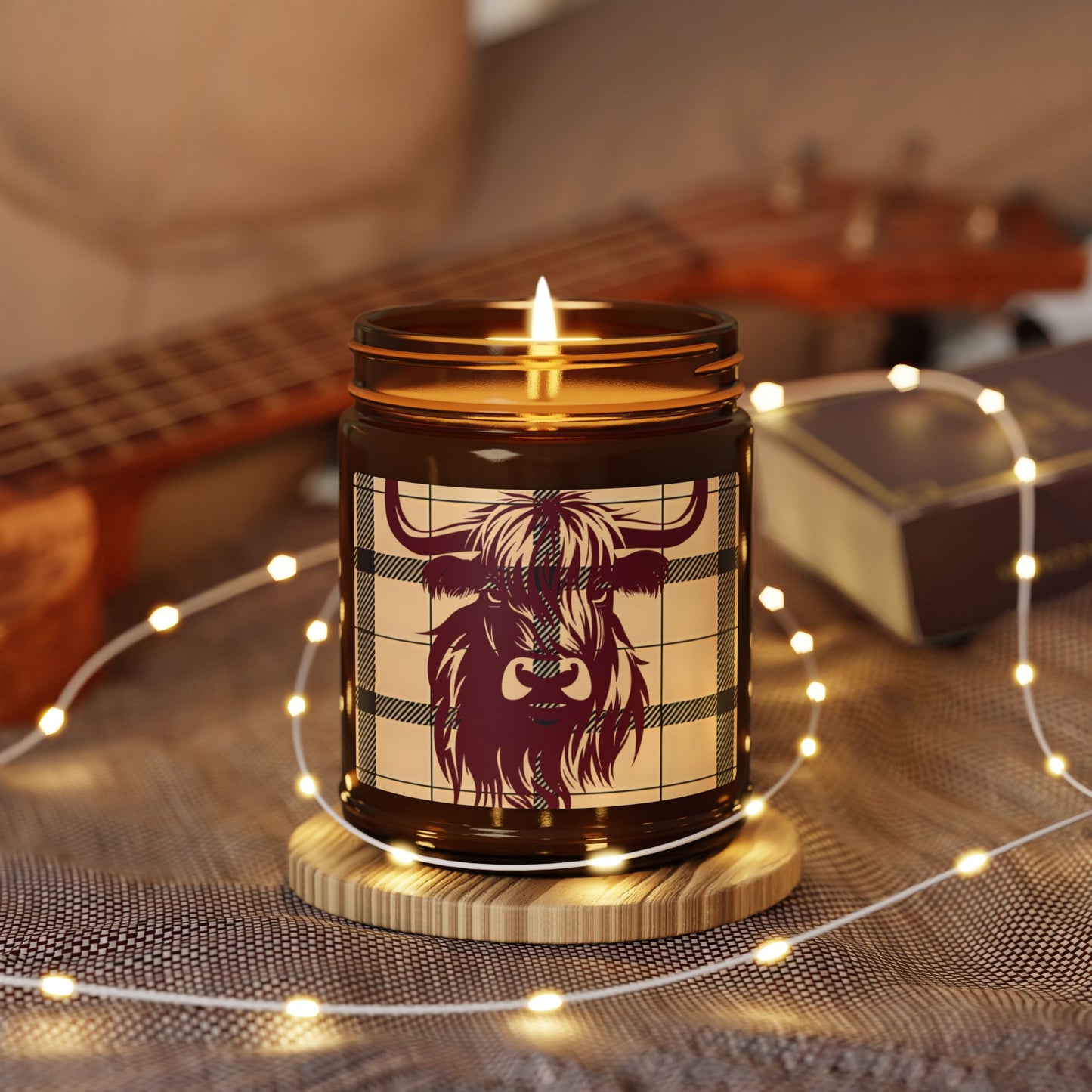 Rustic Highland Cow Scented Soy Candle, Cozy Home Decor, Gift for Candle Lovers, Farmhouse Vibes, Eco-Friendly Aromatherapy