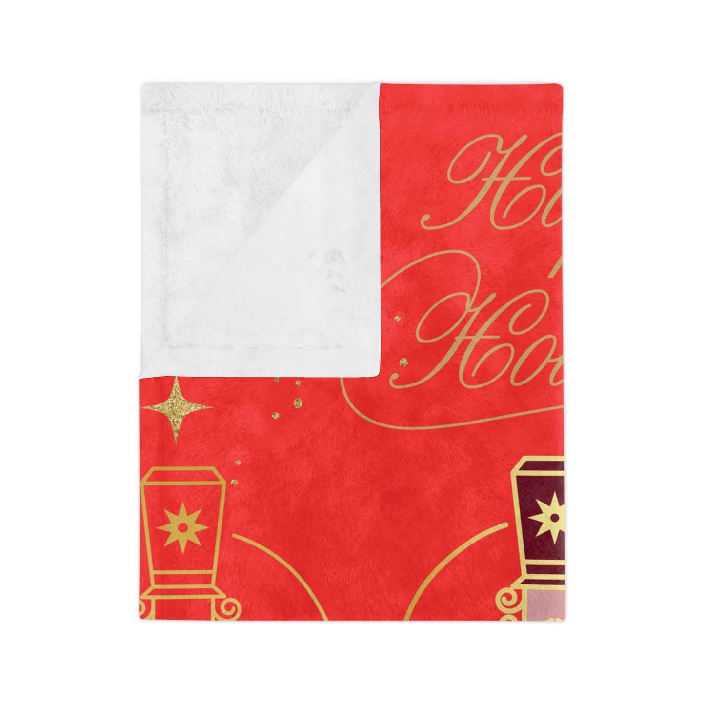Holiday Nutcracker Velveteen Throw Blanket — "Happy Holidays" Red Microfiber Blanket