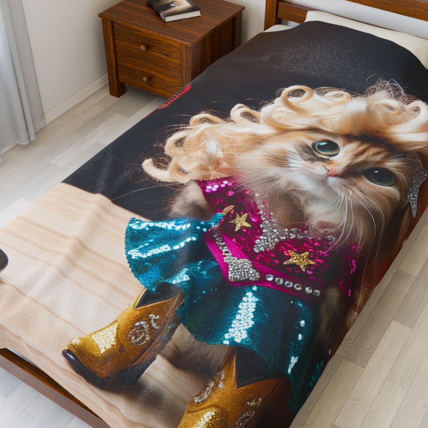 Funny Cat Diva Velveteen Plush Blanket, Cozy Cat Lover Gift, Fun Home Decor, Perfect for Pet Lovers, Unique Cat Themed Gift