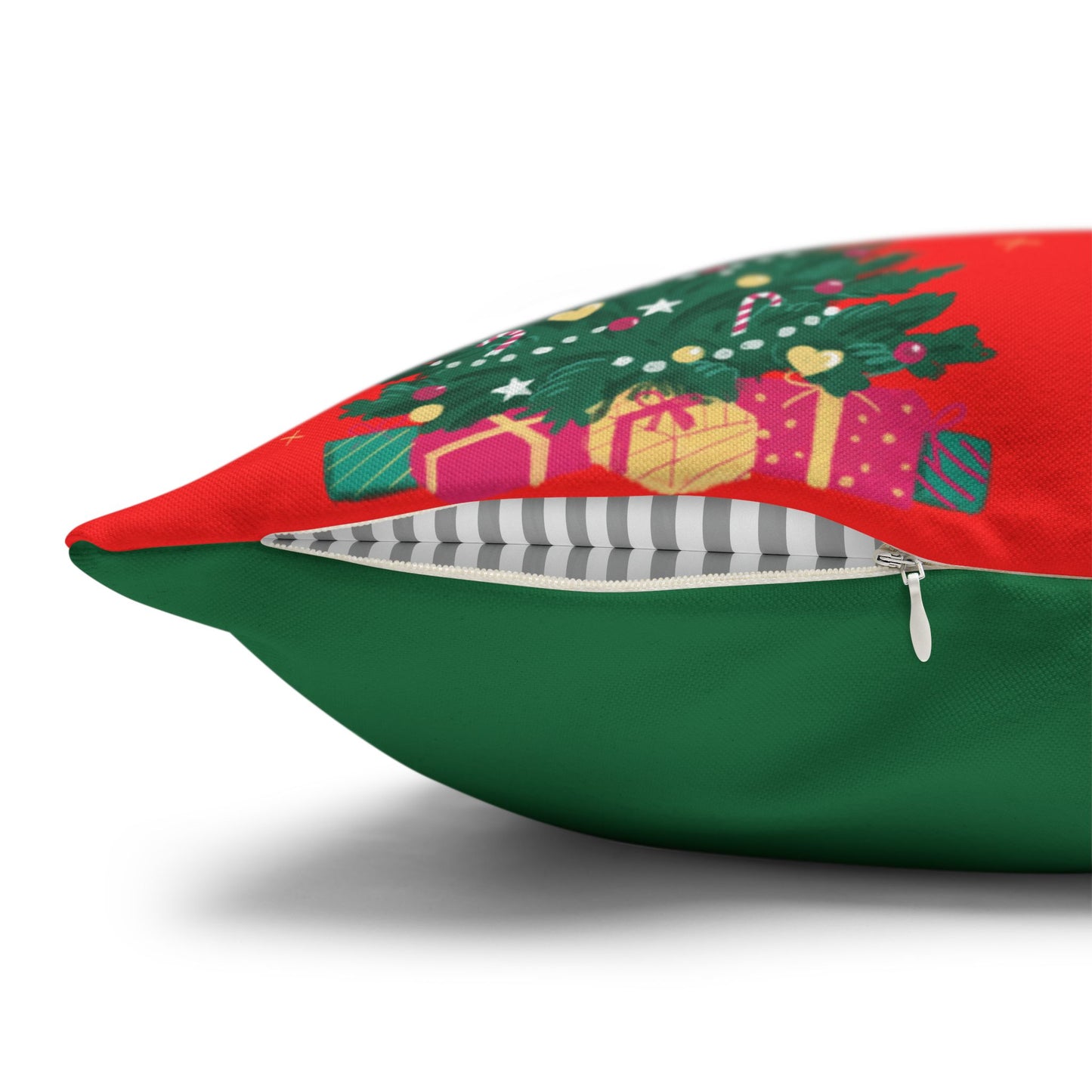 Nutcracker Christmas Pillowcase — Festive Red Holiday Throw Pillow Cover with Candy Canes & Trees