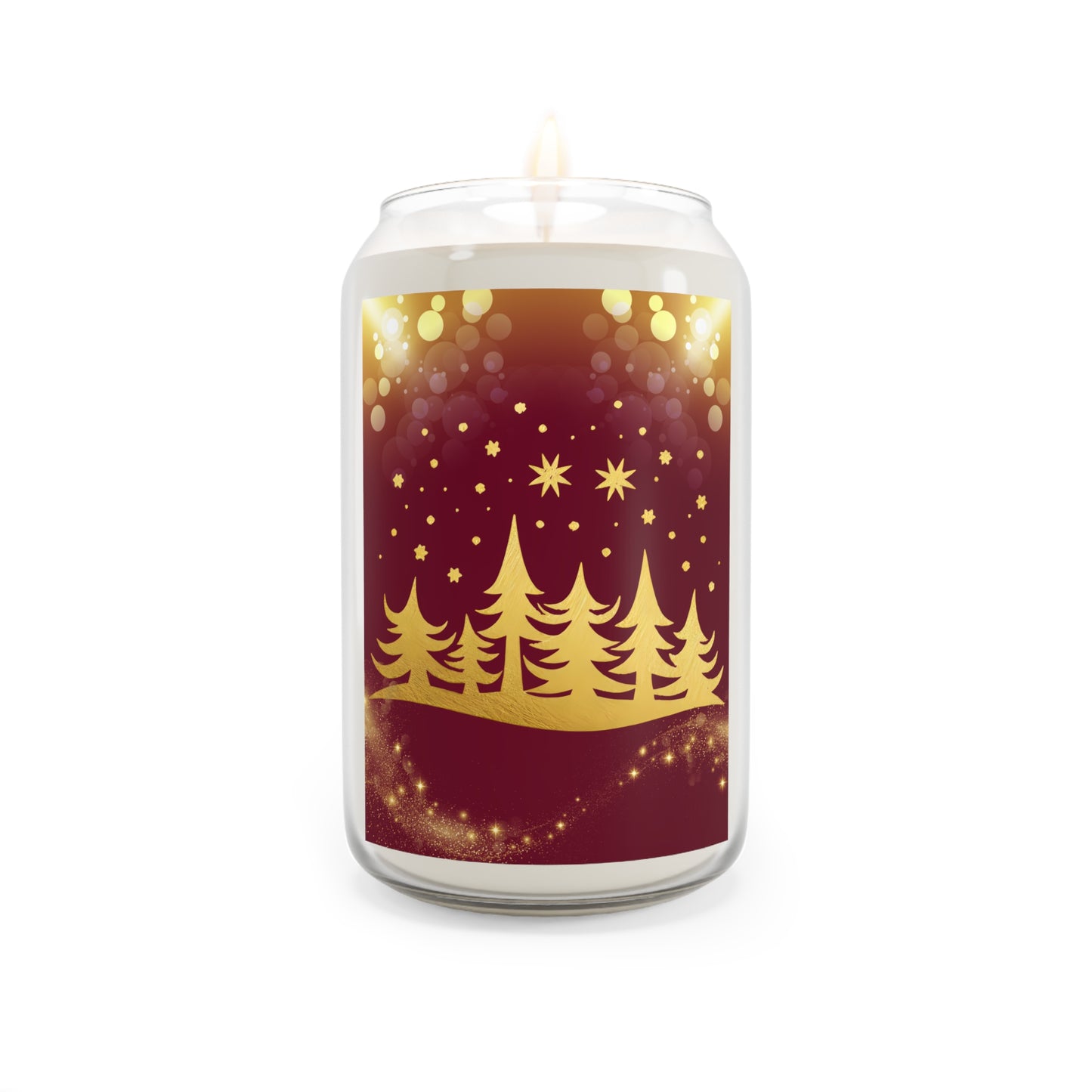 Holiday Scented Soy Candle - 13.75oz - Festive Pine & Bokeh Glow