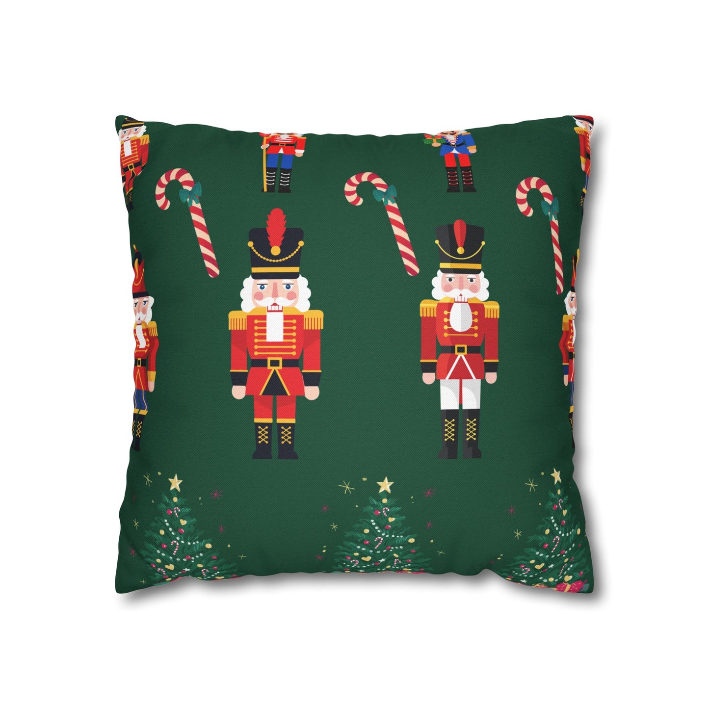 Nutcracker Christmas Pillowcase — Festive Green Holiday Throw Pillow Cover