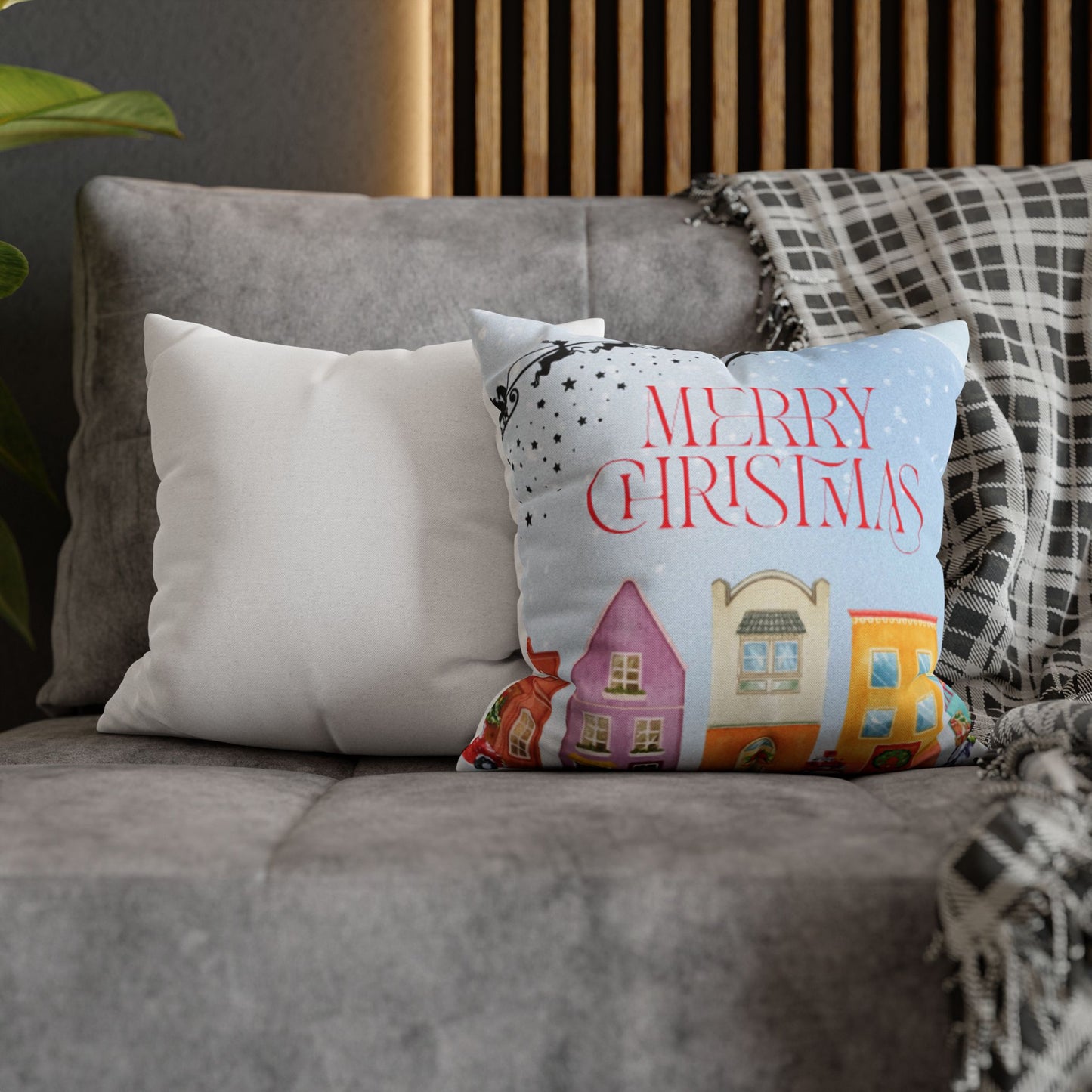 Christmas Decorative Pillowcase with Merry Christmas Design, Holiday Home Decor, Seasonal Cushion Cover, Gift for Her, Festive Accent