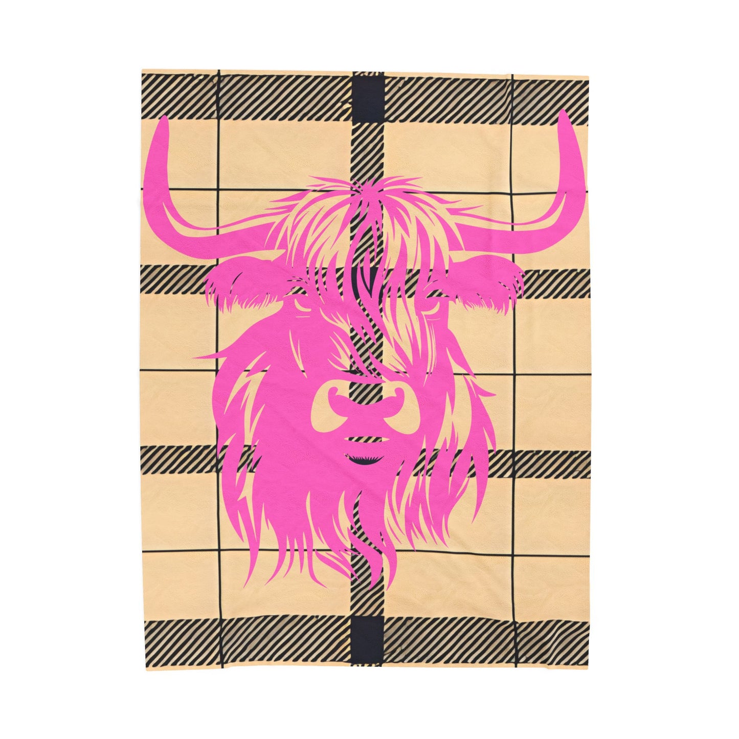 Pink Highland Cow Blankets, Cozy Velveteen Throw, Unique Home Decor, Gift for Animal Lovers, Warm Plush Blanket