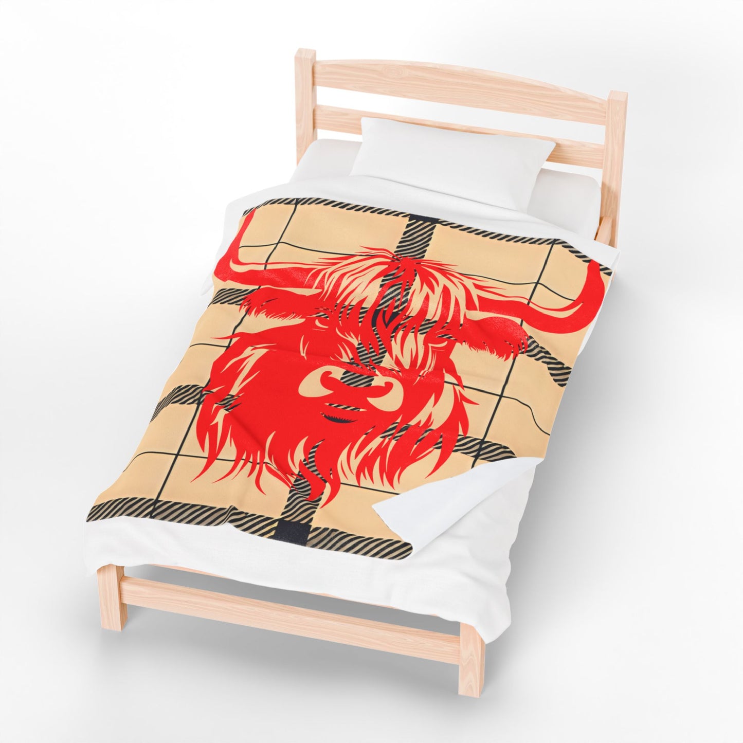 Bold Highland Cow Velveteen Plush Blanket, Cozy Home Decor, Gift for Animal Lovers, Perfect for Relaxation, Camping, Winter Nights