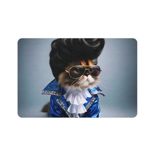 Pet Food Mat with Cat Design - Elvis Styled, Fun Pet Feeding Mat, Cat Lovers Gift, Kitchen Decor, Unique Cat Accessories, Pet Supply