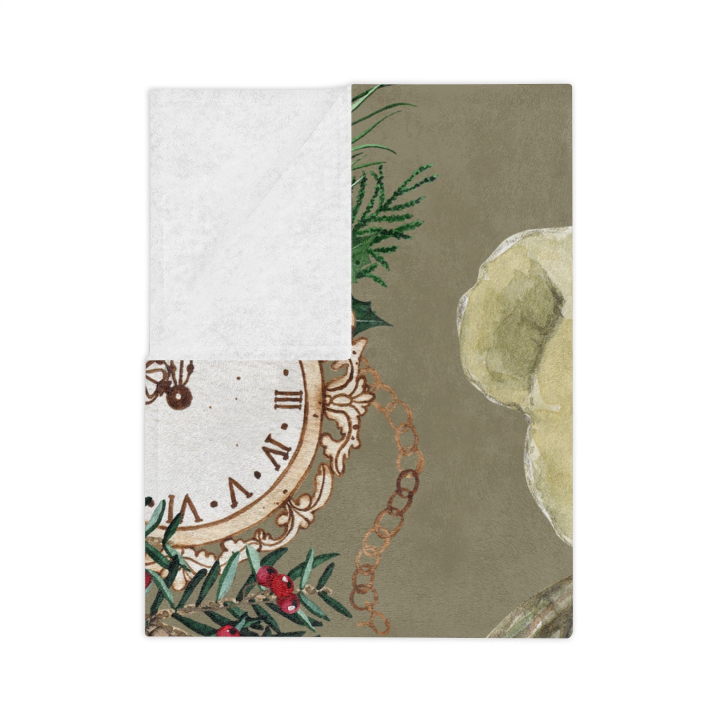 Cozy Holiday Velveteen Microfiber Blanket with Teddy Bear Design