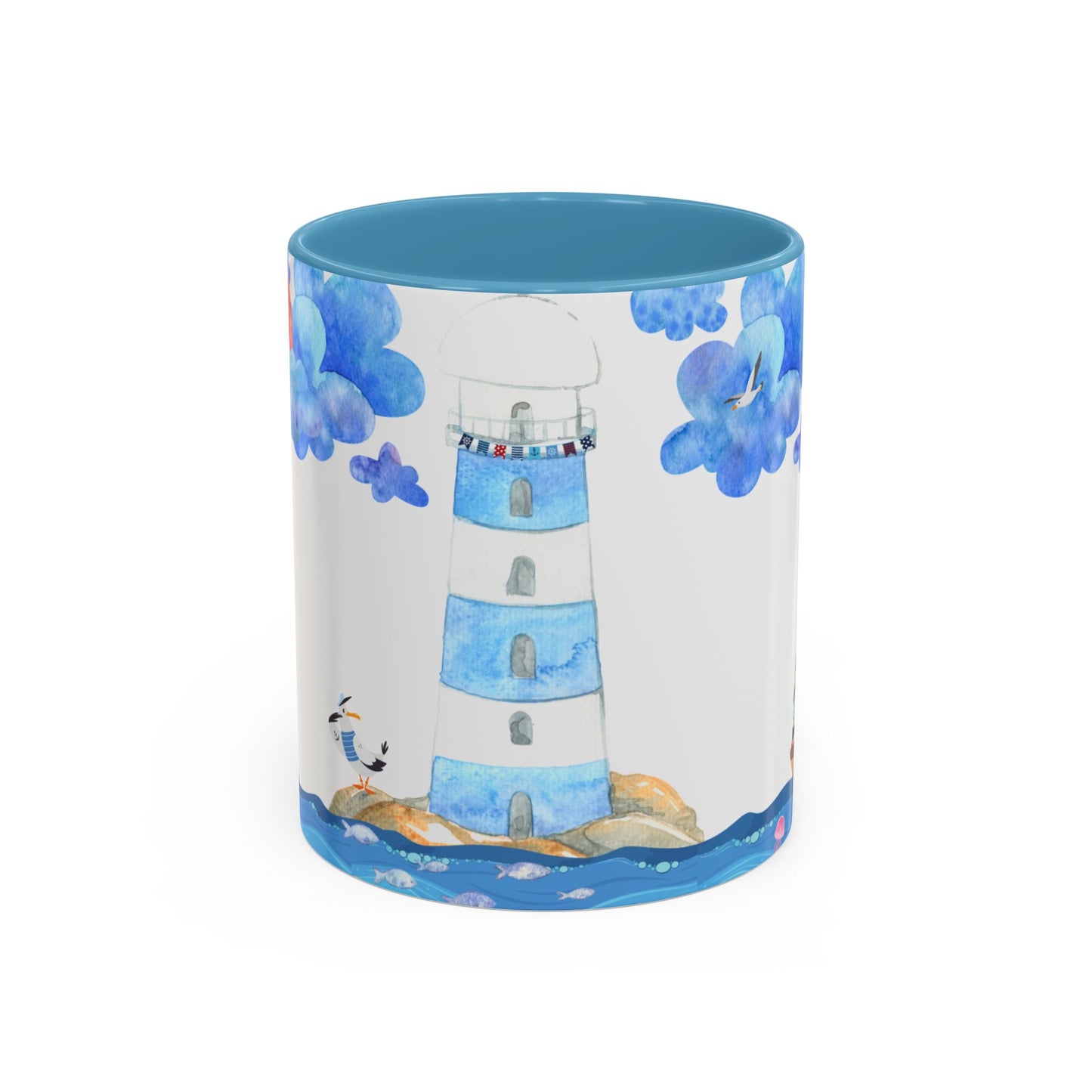 Coastal Lighthouse Coffee Mug, Nautical Drinkware, Beach Themed, Ocean Lover Gift, Relaxing Home Decor