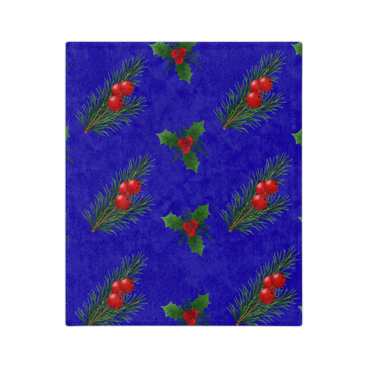 Holiday Holly & Pine Velvet Microfiber Blanket — Festive Christmas Throw