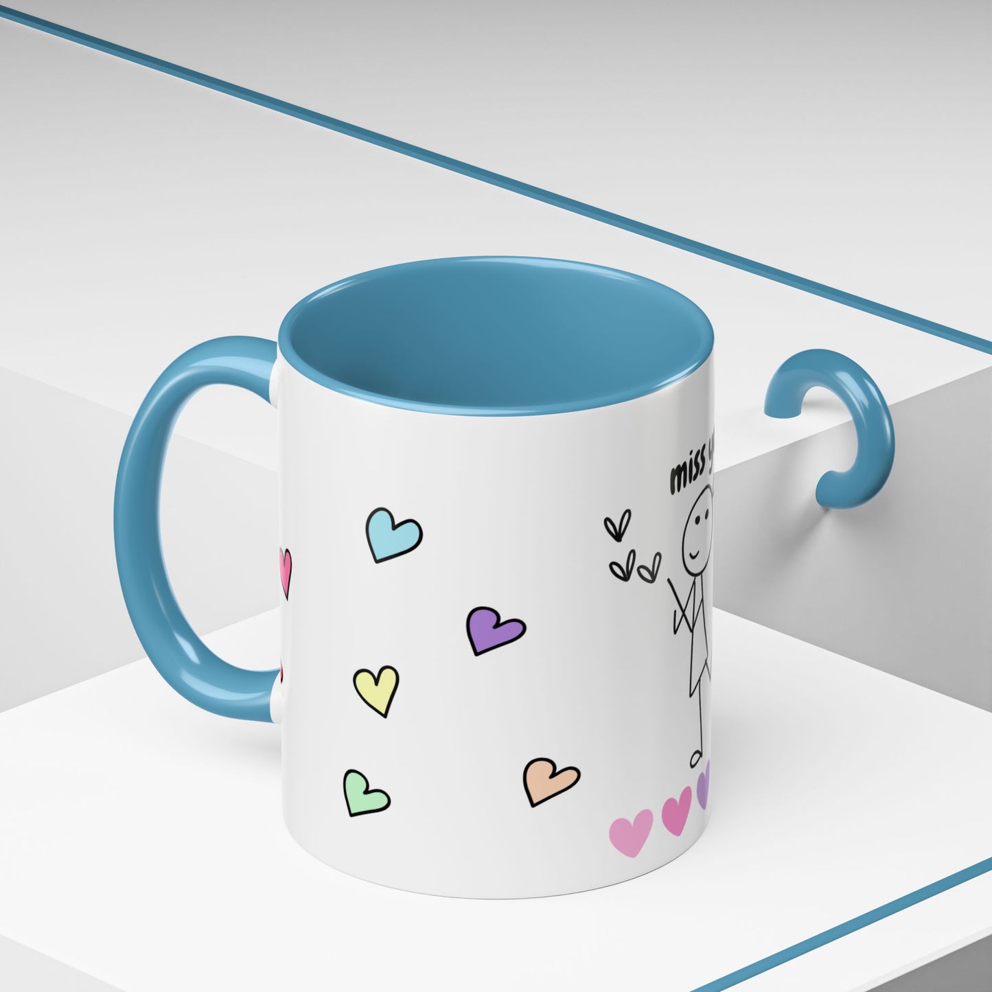 Miss You Accent Coffee Mug - Heartwarming Gift for Friends, Loved Ones, Birthdays, Valentine's Day, Coffee Lovers