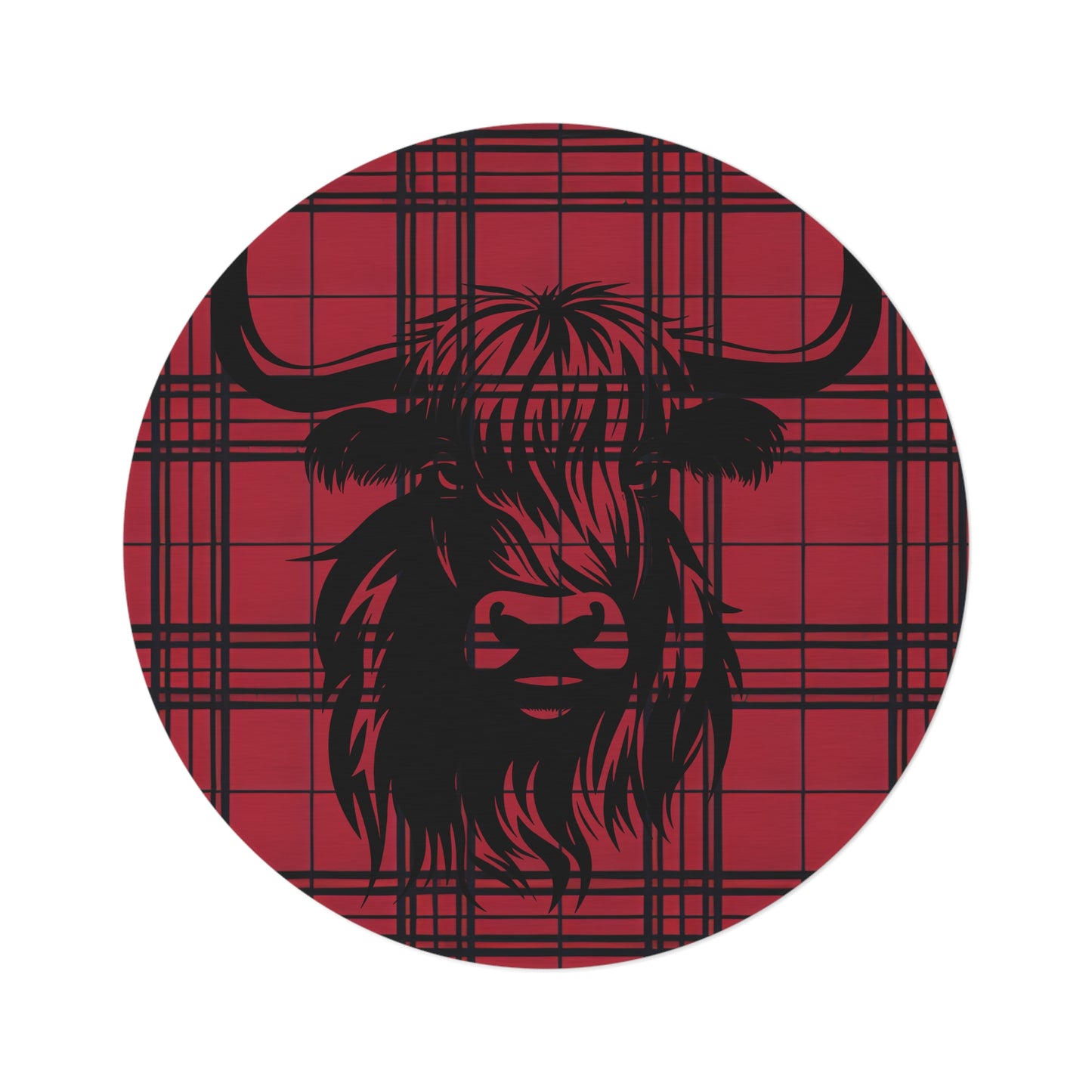 Highland Cow Round Rug, Cozy Floor Mat, Rustic Home Decor, Animal Lover Gift, Boho Chic Rug, Farmhouse Style Decoration