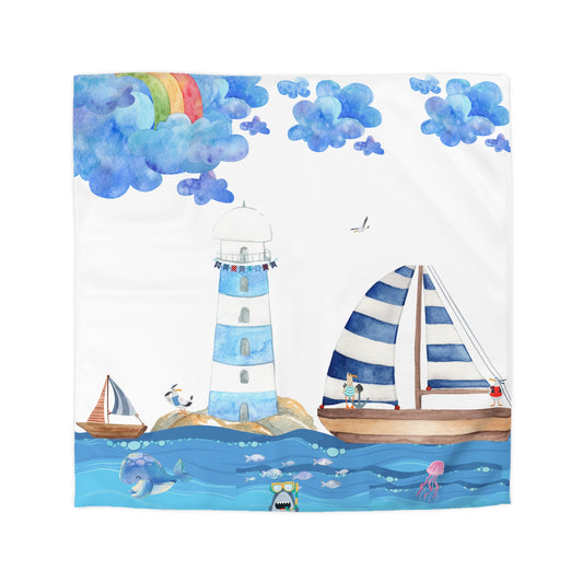 Coastal Escape Microfiber Duvet Cover, Nautical Bedding, Ocean-Themed Decor, Beach House Essentials, Kids Room Makeover
