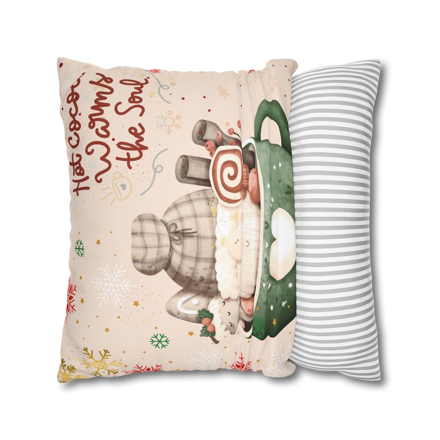 Cozy Hot Cocoa Pillow - Winter Decor, Holiday Gift, Home Accent, Couch Cushion, Christmas Decoration